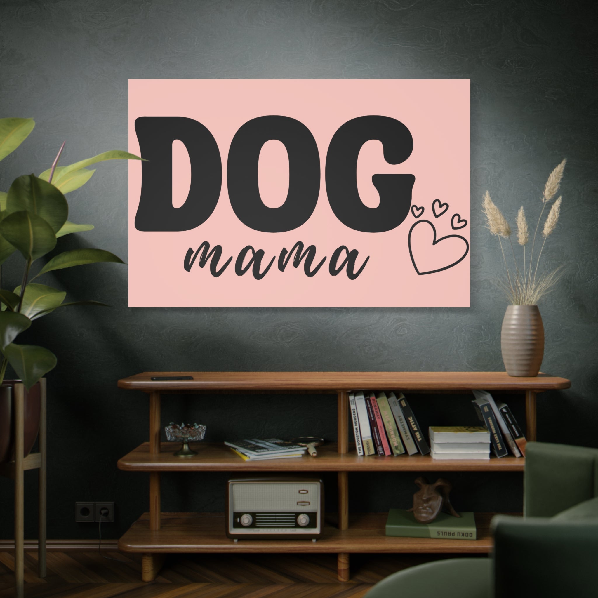 Dog Mama Pink Canvas Wall Art — Heart Pet Mom Decor