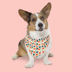 Floral Dot Pet Bandana Collar - Orange & Teal Flower Print