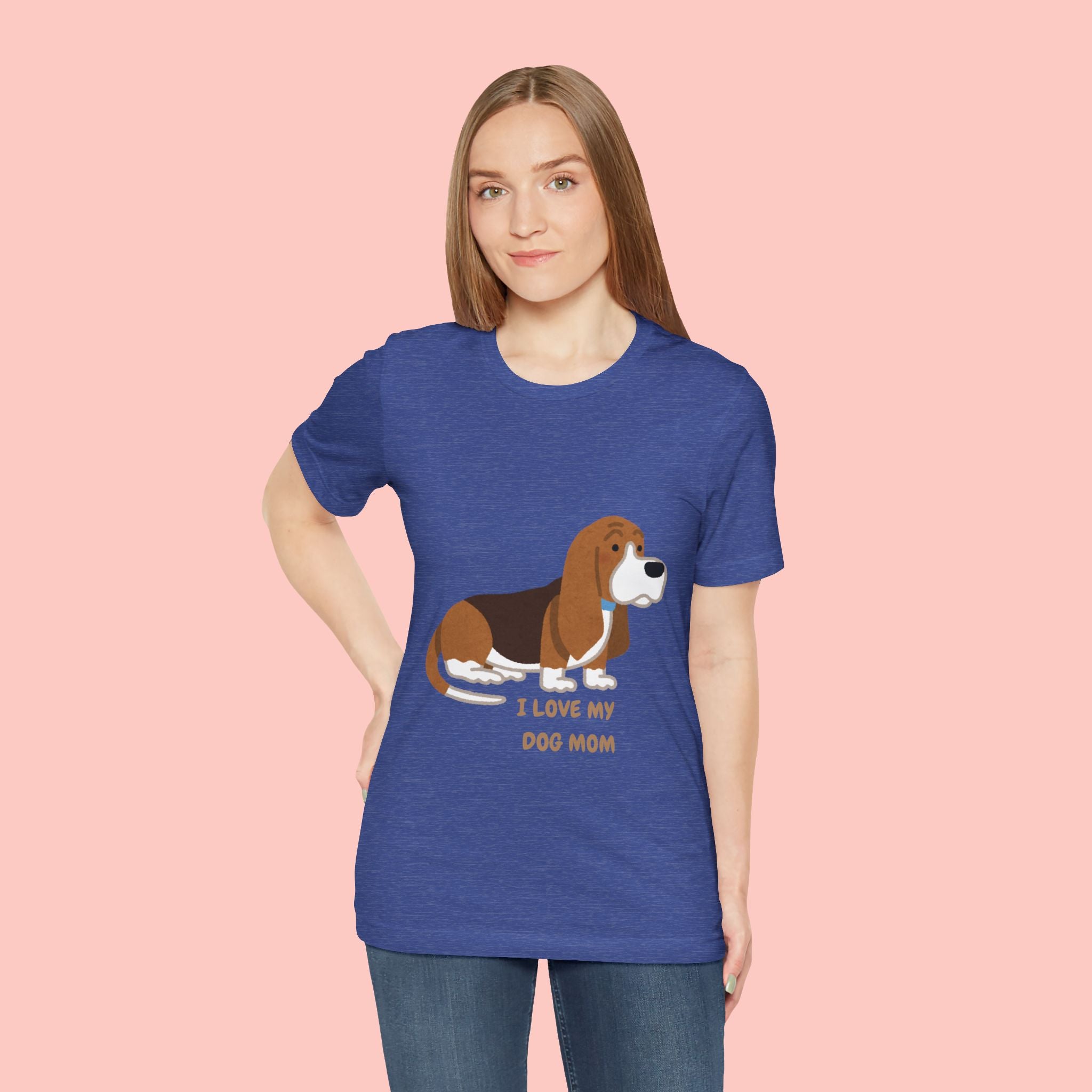 Dog Mom T‑Shirt — Cute Basset Hound I Love My Dog Mom Tee