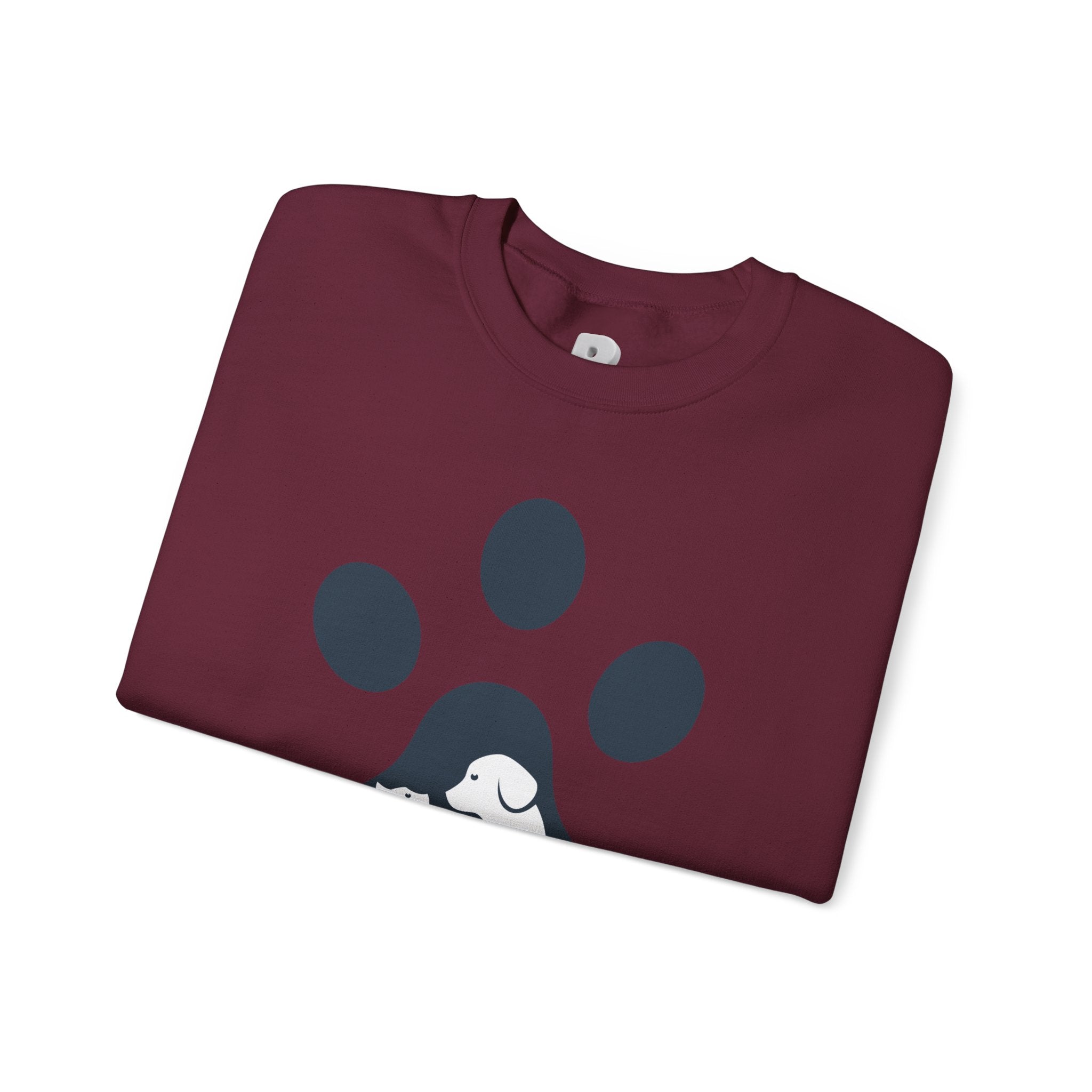 Dog Mom Crewneck Sweatshirt - Paw Print & Silhouette Graphic