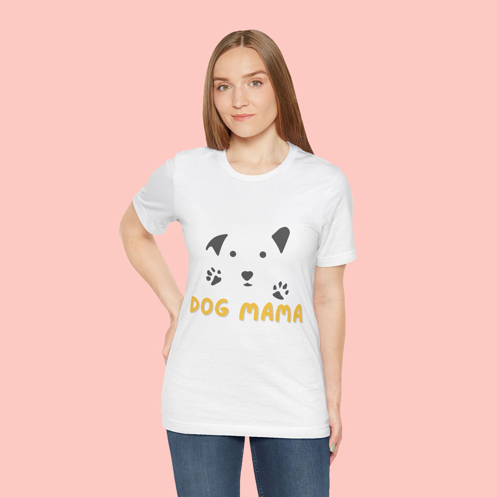 Dog Mama Graphic Tee — Cute Paw Print Dog Face T-Shirt for Dog Lovers