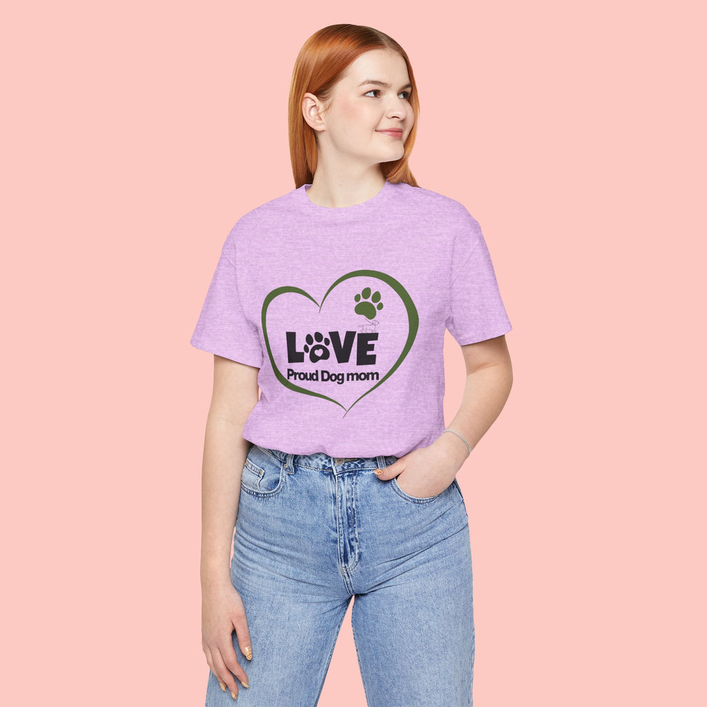 Dog Mom Love T-Shirt — "LOVE Proud Dog Mom" Heart Paw Tee