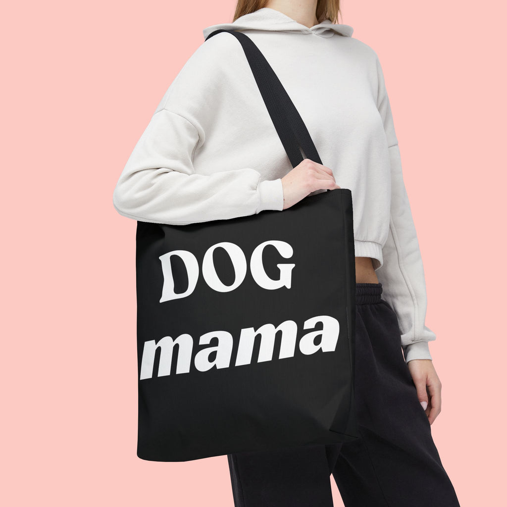 Dog Mama Tote Bag — Black Canvas Pet Lover Tote
