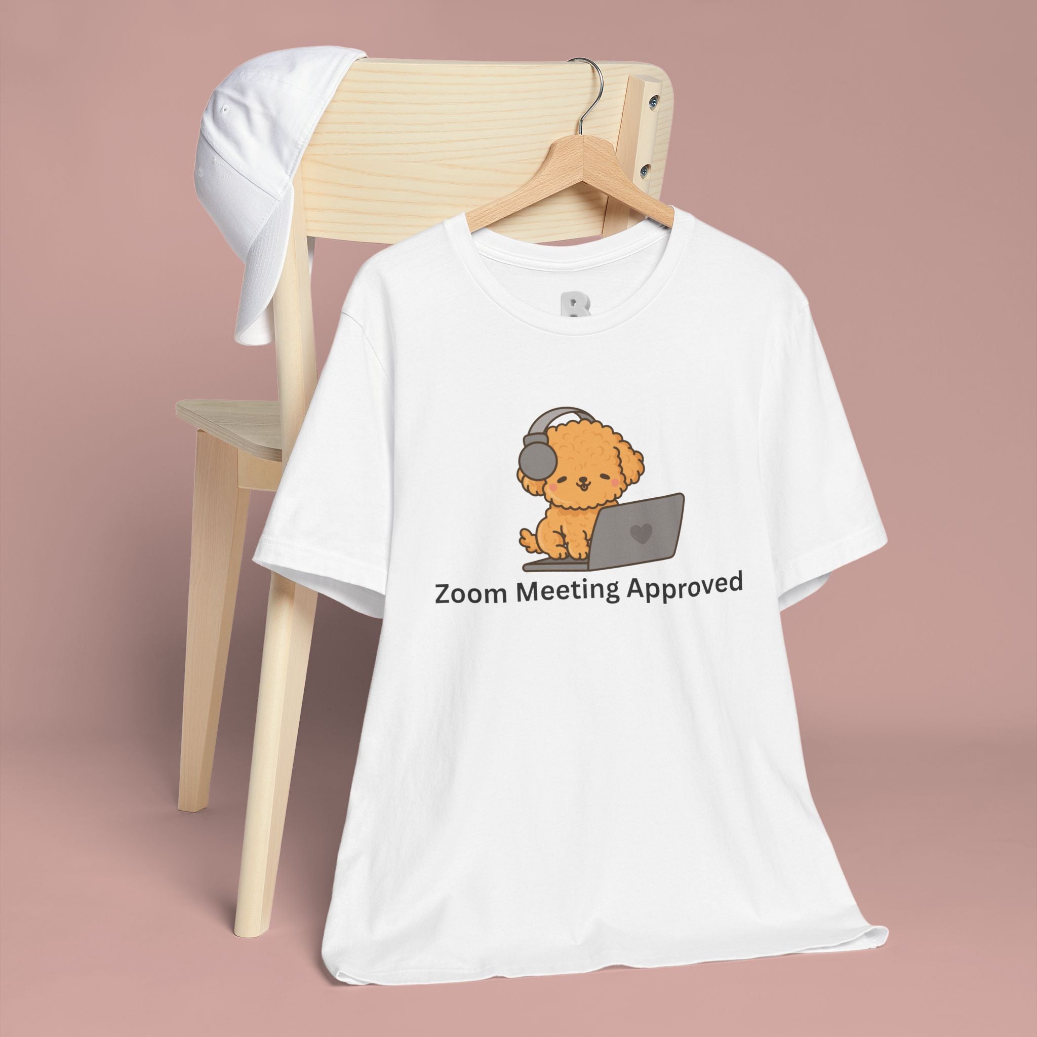 Zoom Meeting Approved Tee — Cute Puppy with Headset Laptop Graphic