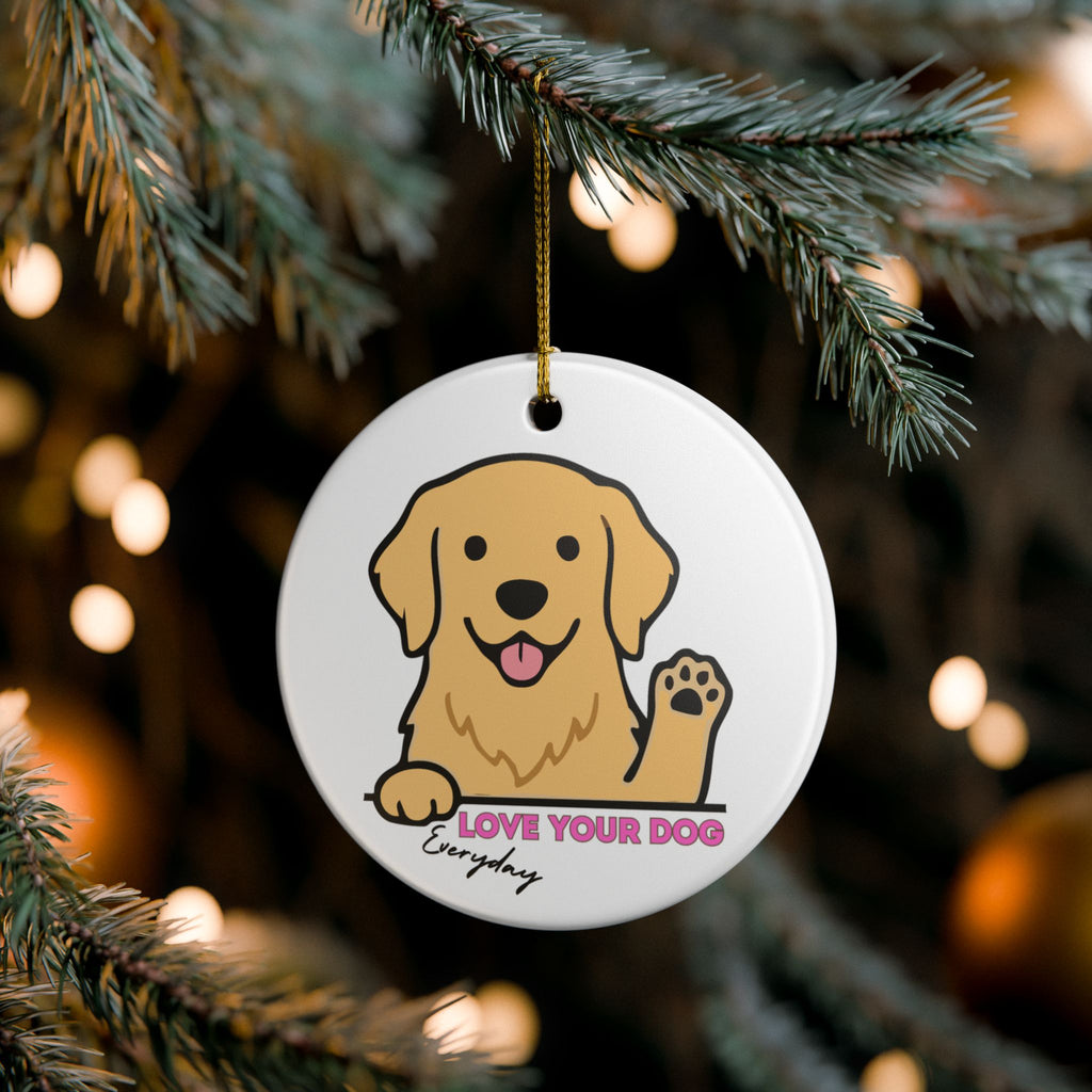 Dog Ornament — 'Love Your Dog Everyday' Ceramic Pet Memorial Decoration