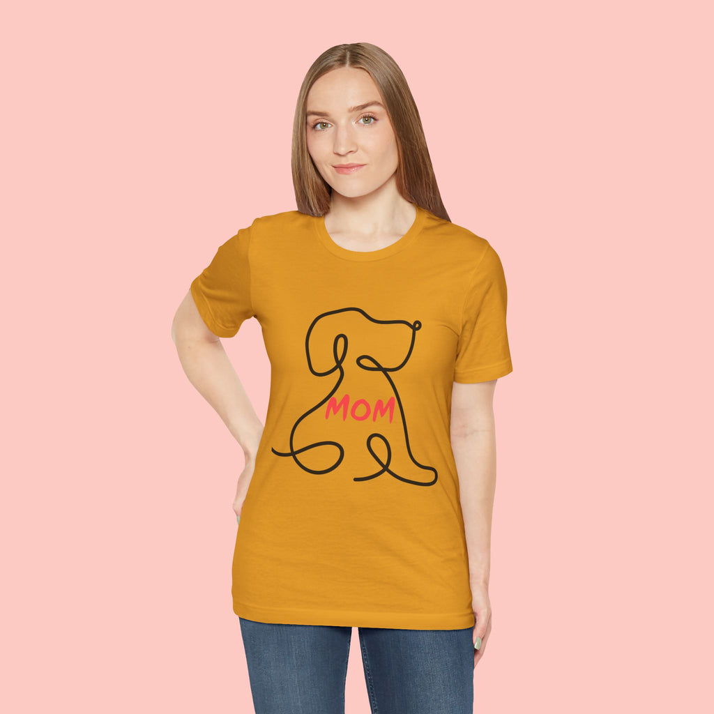 Mom Dog T-Shirt — Minimal Line Art Puppy Tee for Dog Moms, Mother's Day Gift