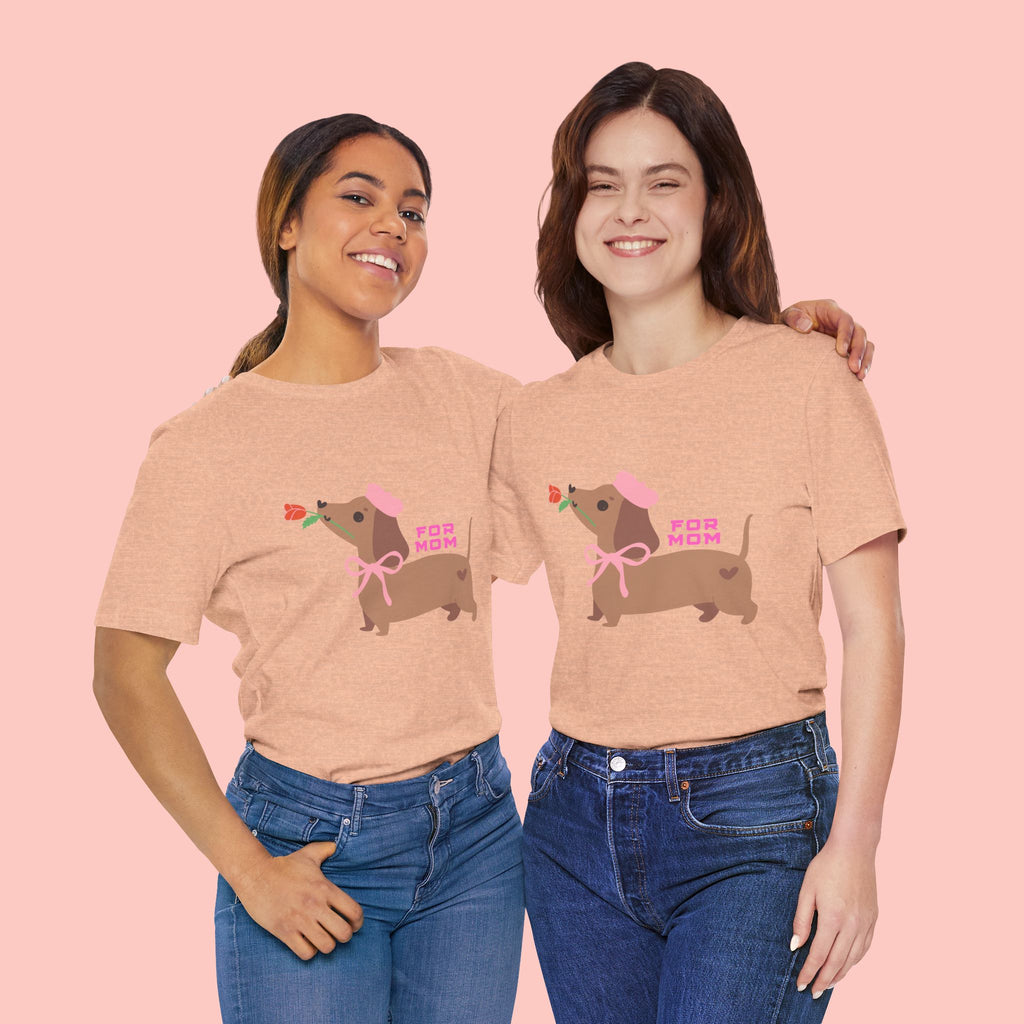 Mommy’s Dachshund Tee – Cute Dog with Rose “For Mom” Shirt
