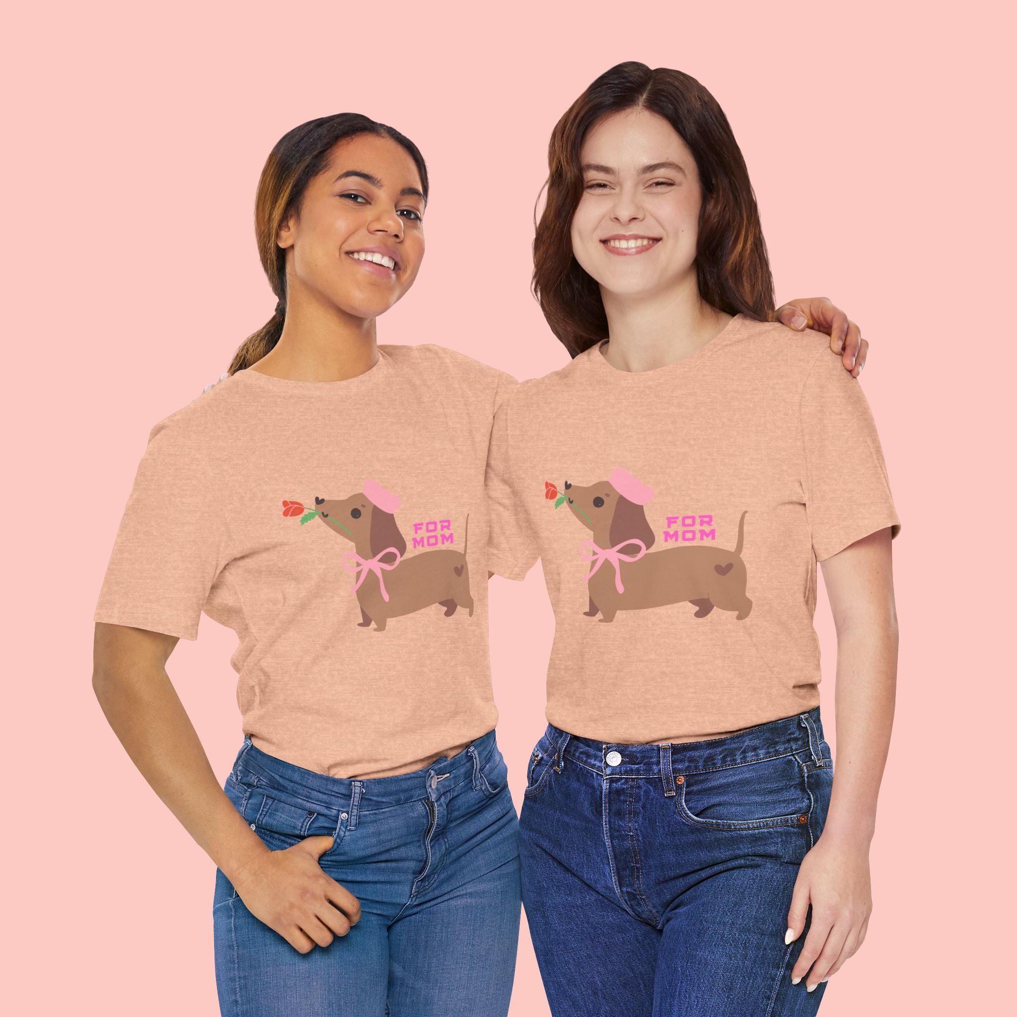Mommy’s Dachshund Tee – Cute Dog with Rose “For Mom” Shirt