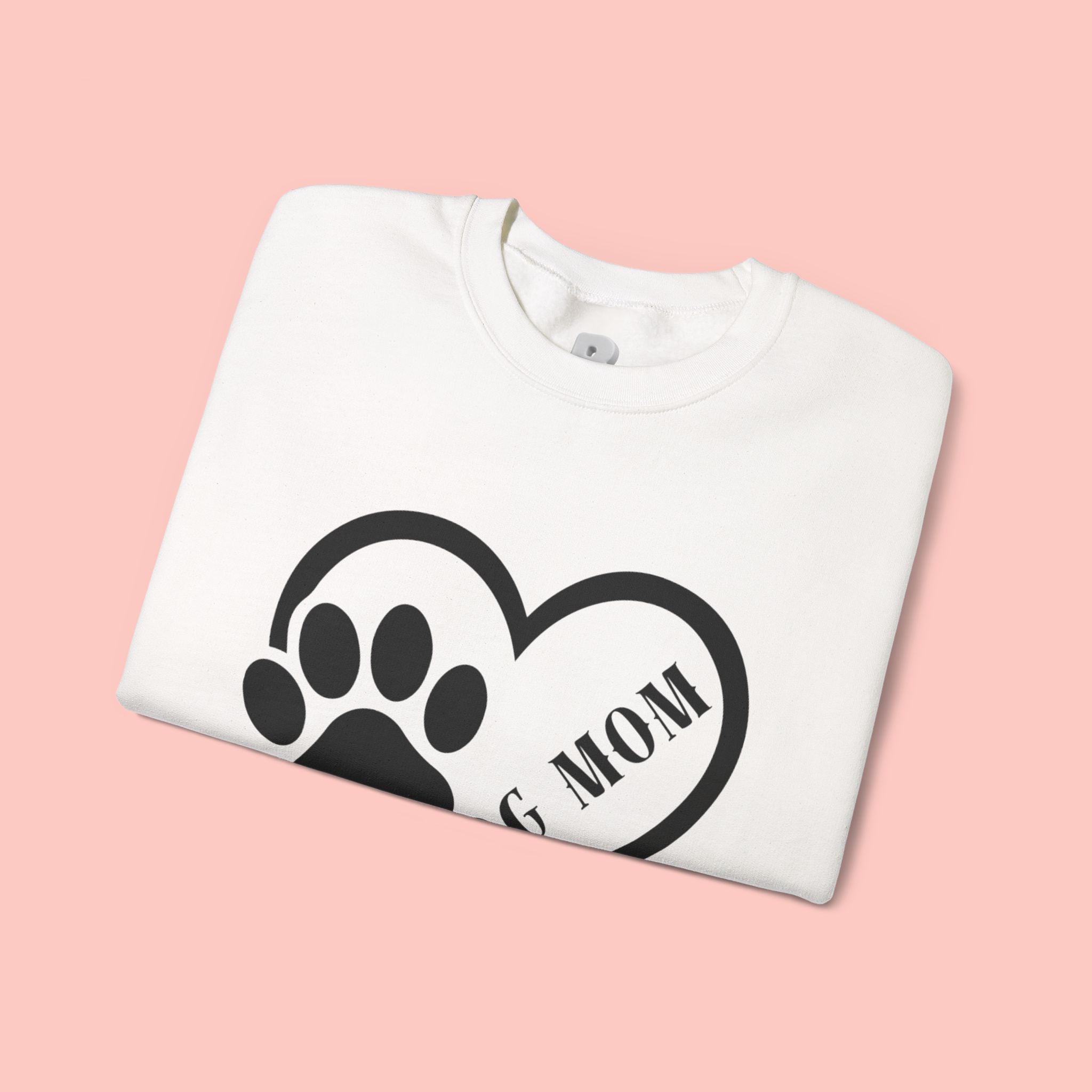 Dog Mom Heart Paw Sweatshirt — Women's Crewneck for Pet Lovers