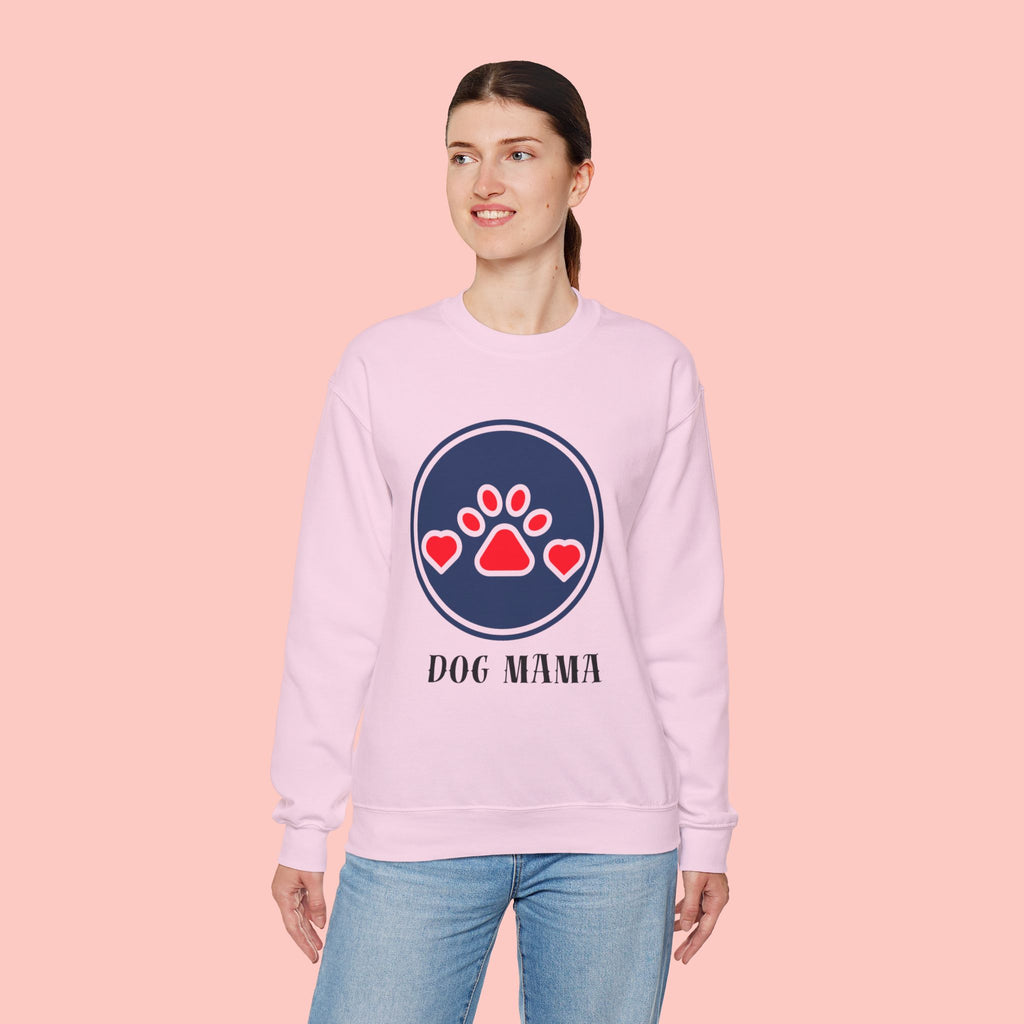 Dog Mama Crewneck Sweatshirt — Paw Print Heart Graphic