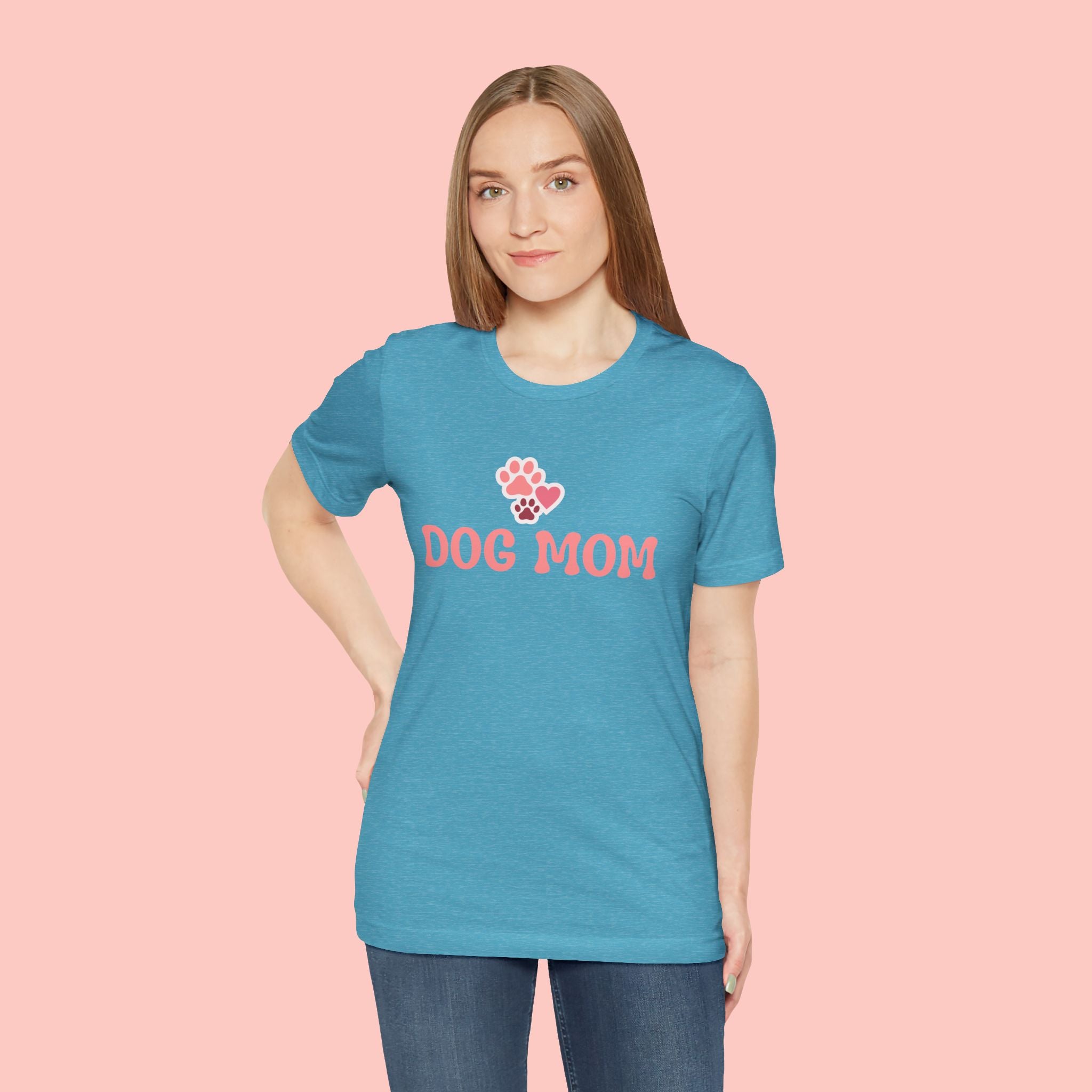Dog Mom T-Shirt — Pink Paw Graphic Tee for Dog Lovers