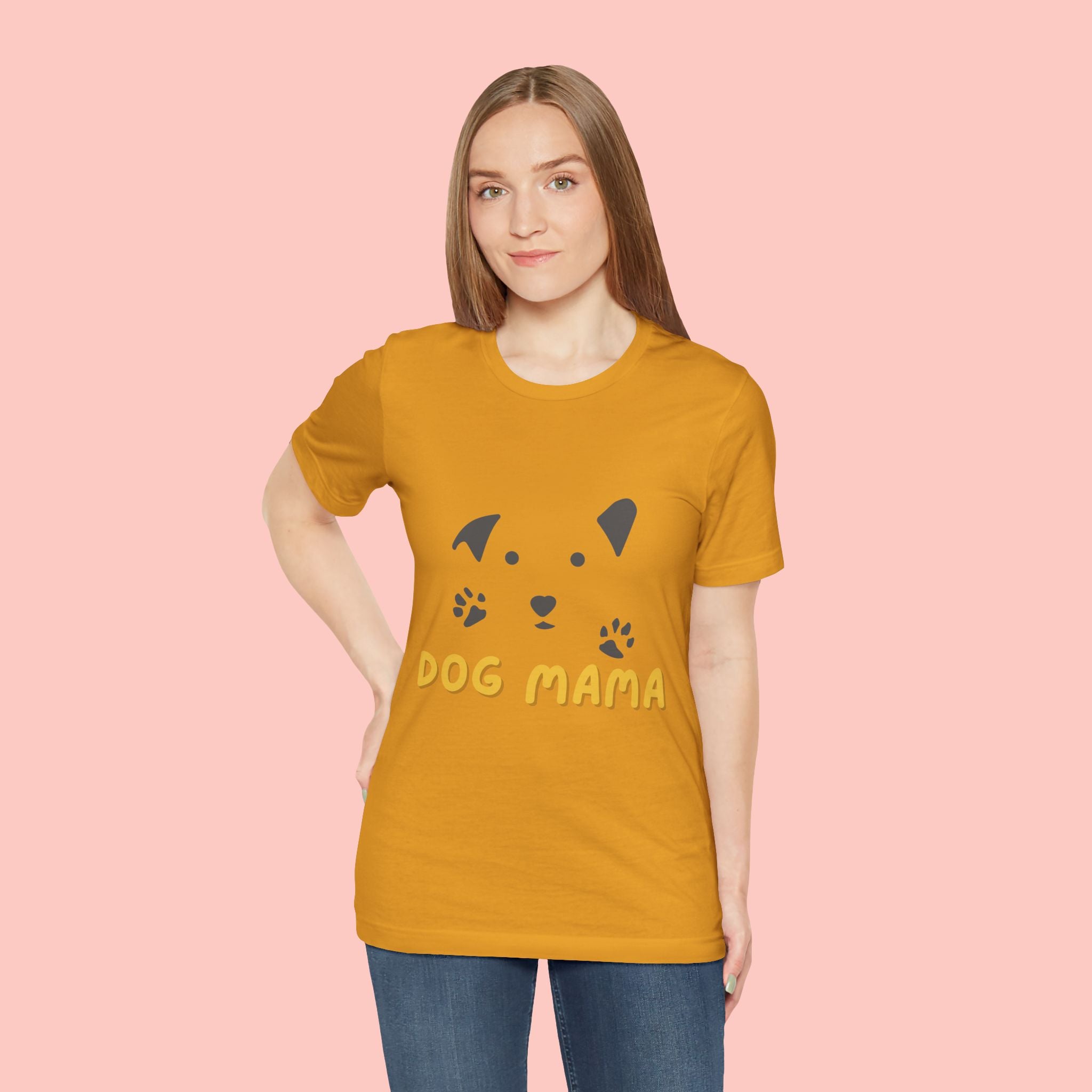 Dog Mama Graphic Tee — Cute Paw Print Dog Face T-Shirt for Dog Lovers