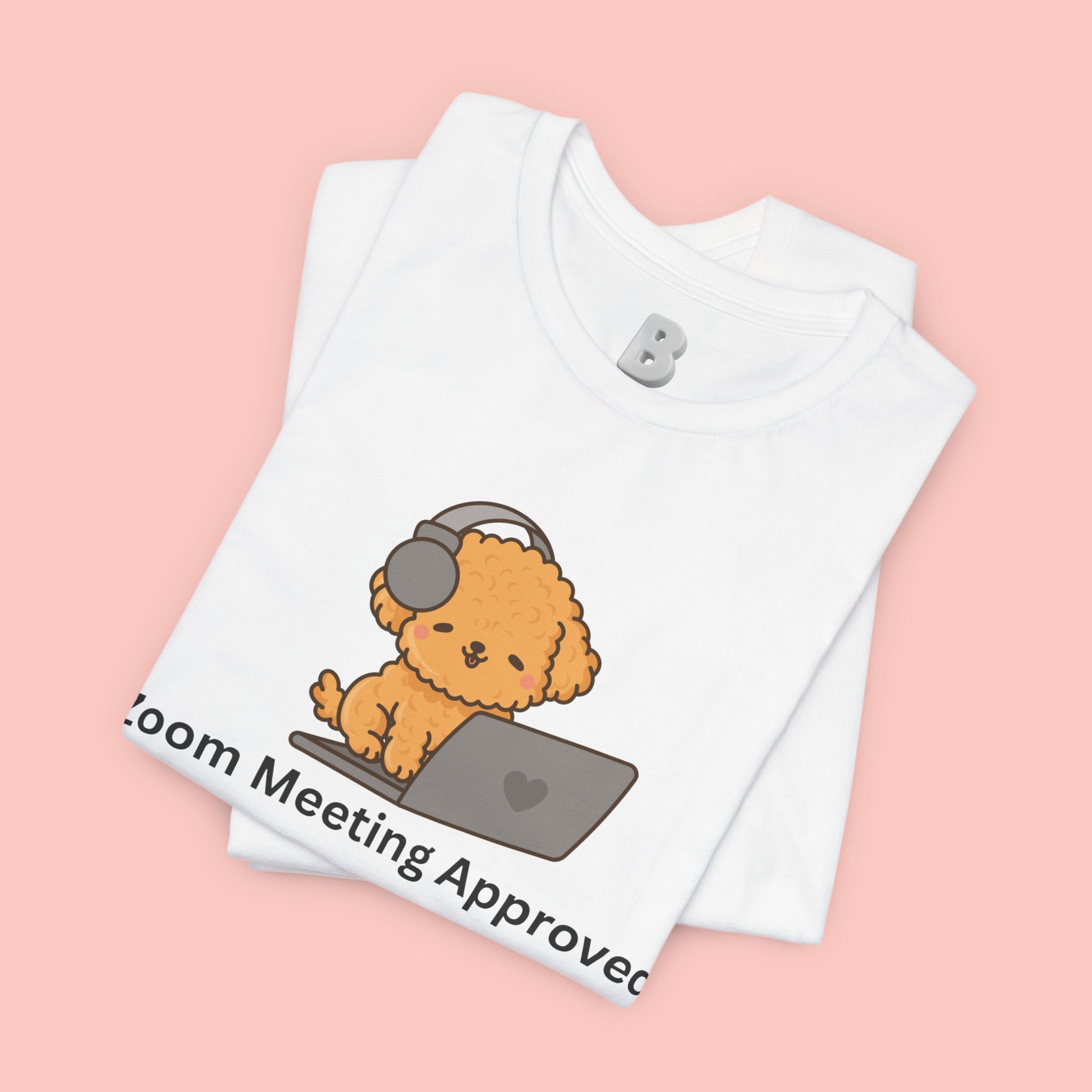 Zoom Meeting Approved Tee — Cute Puppy with Headset Laptop Graphic