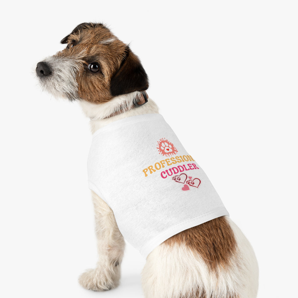 Professional Cuddler Pet Tank Top — Cute Paw Heart Dog & Cat Shirt for Small Pets