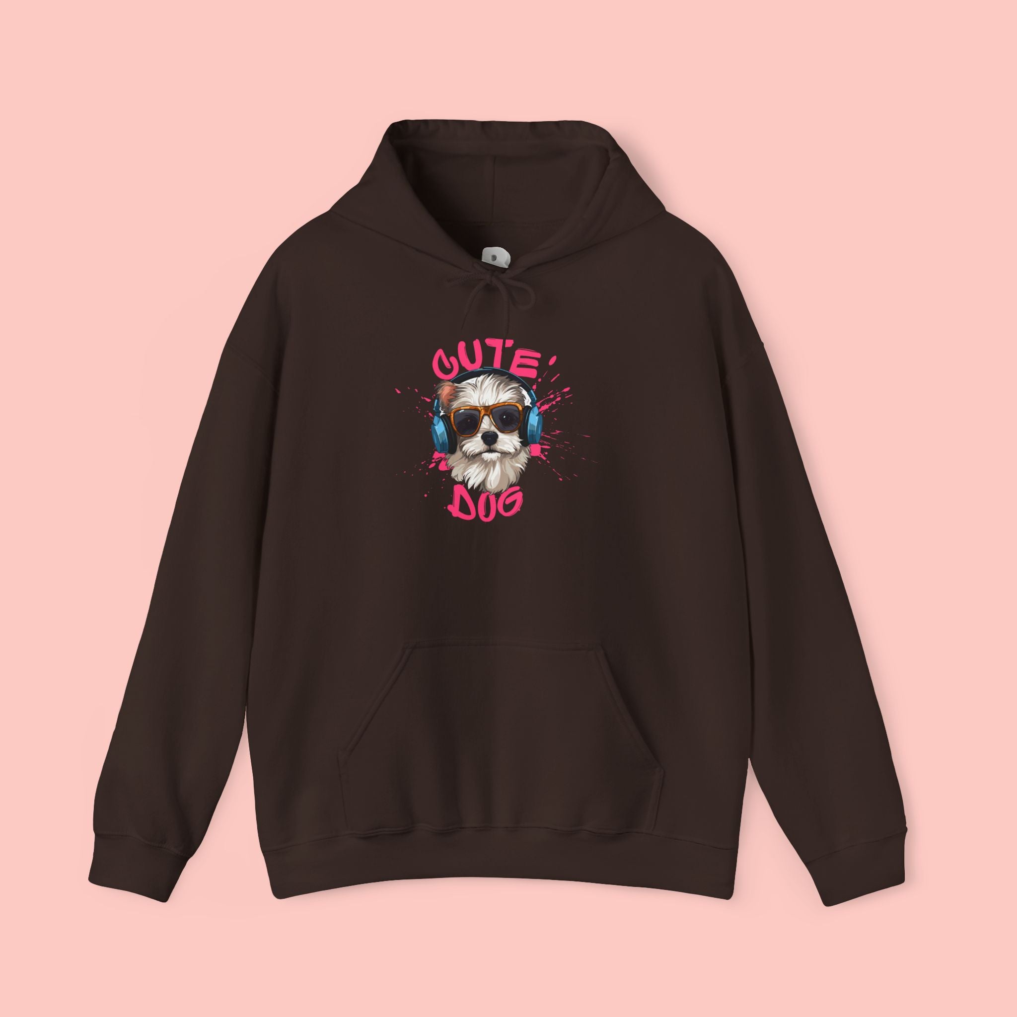 Cute Dog Hoodie with Headphones – 'Cute Dog' Graphic Pet Lover Sweatshirt