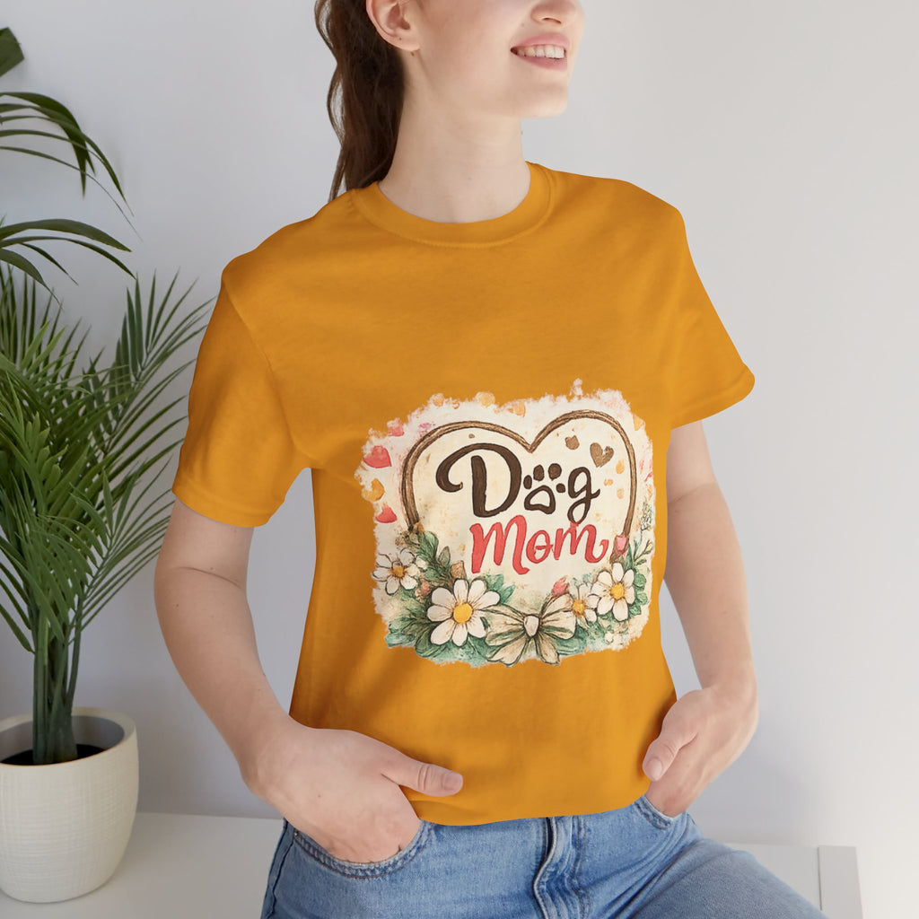 Dog Mom T-Shirt – Floral Paw Heart Graphic Tee