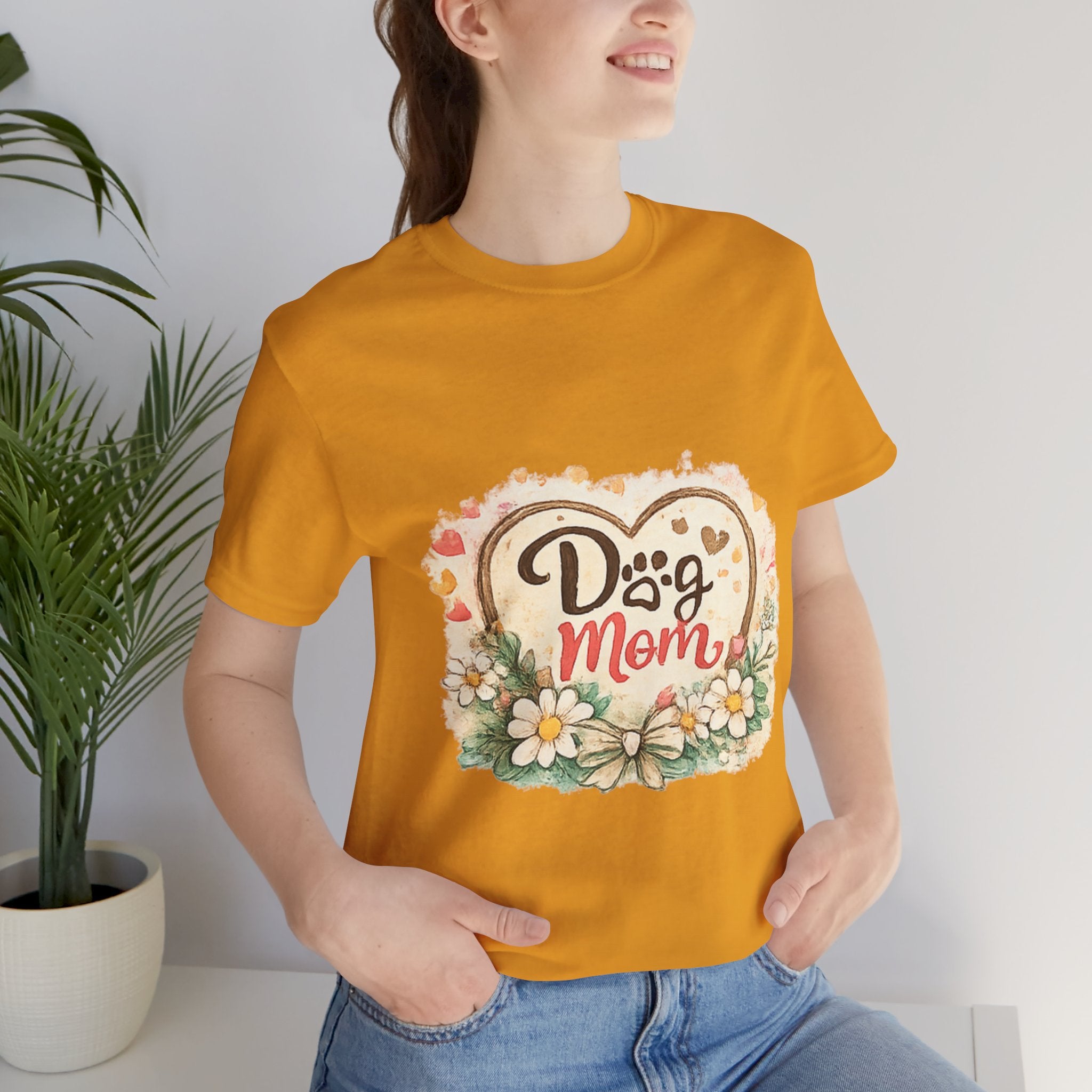 Dog Mom T-Shirt – Floral Paw Heart Graphic Tee