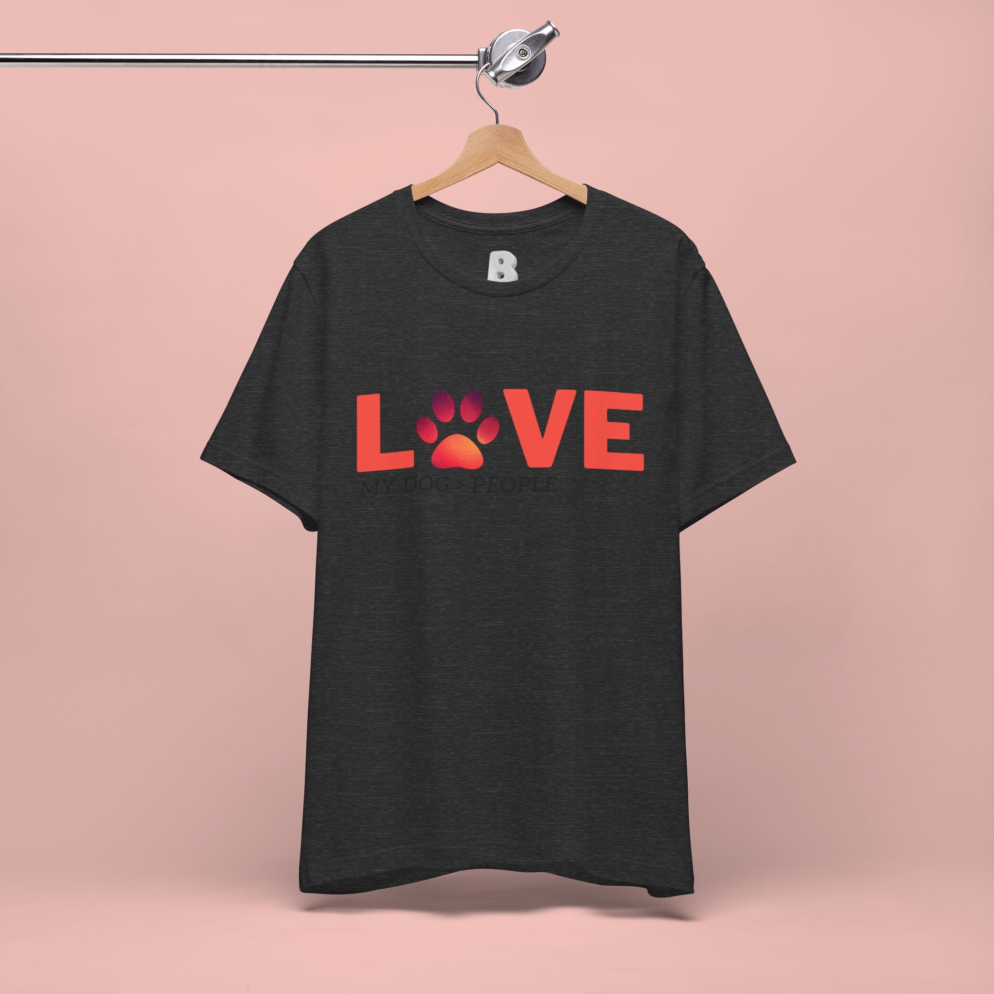 Dog Lover Tee - "LOVE My Dog > People" Paw Print Graphic T-Shirt