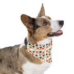 Floral Dot Pet Bandana Collar - Orange & Teal Flower Print
