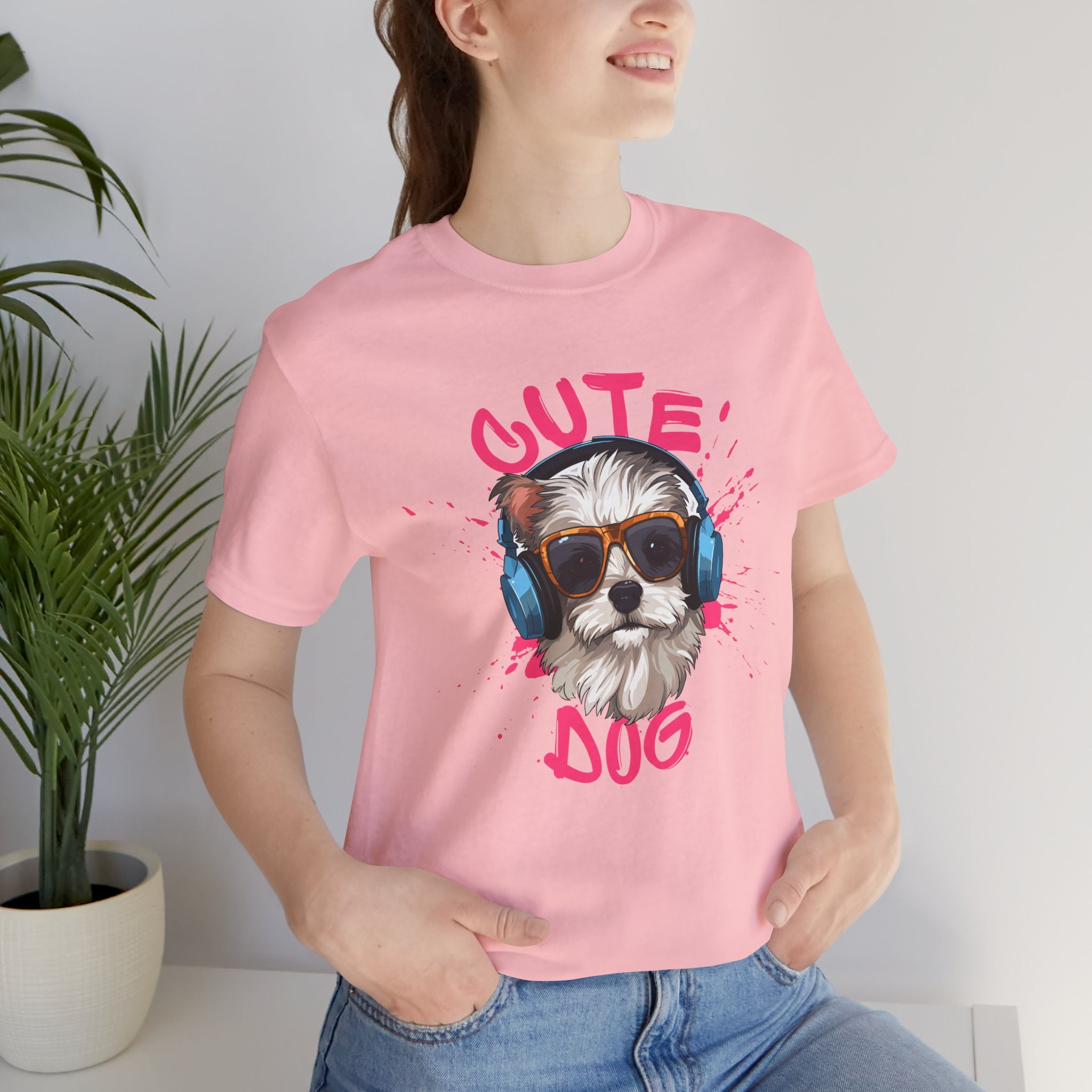 Cute Dog Tee — Headphones Puppy Graphic T-Shirt