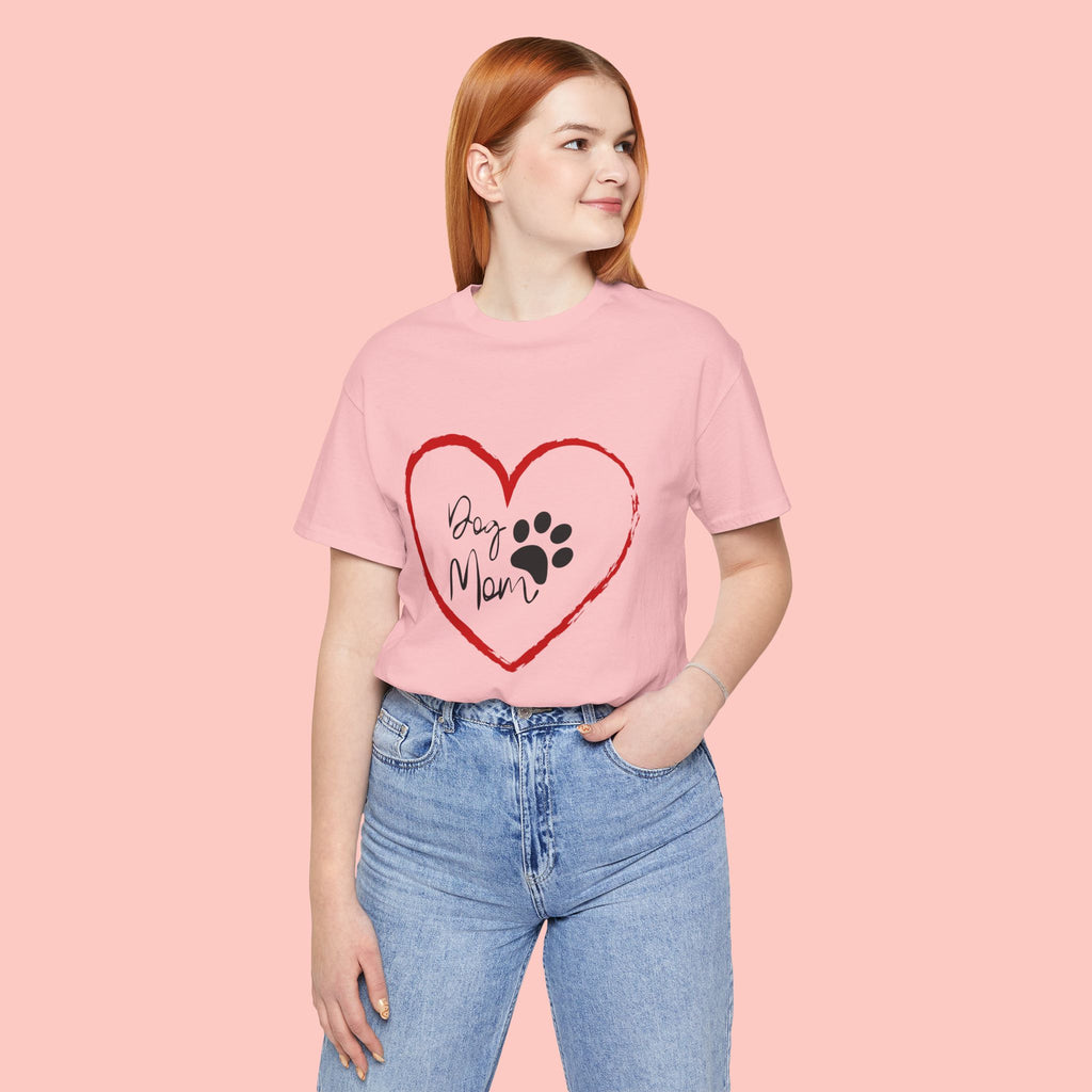 Dog Mom Heart Paw T‑Shirt