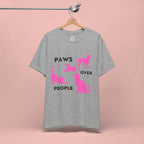 Paws Over People Tee — Pink Cats & Dogs Graphic T-Shirt