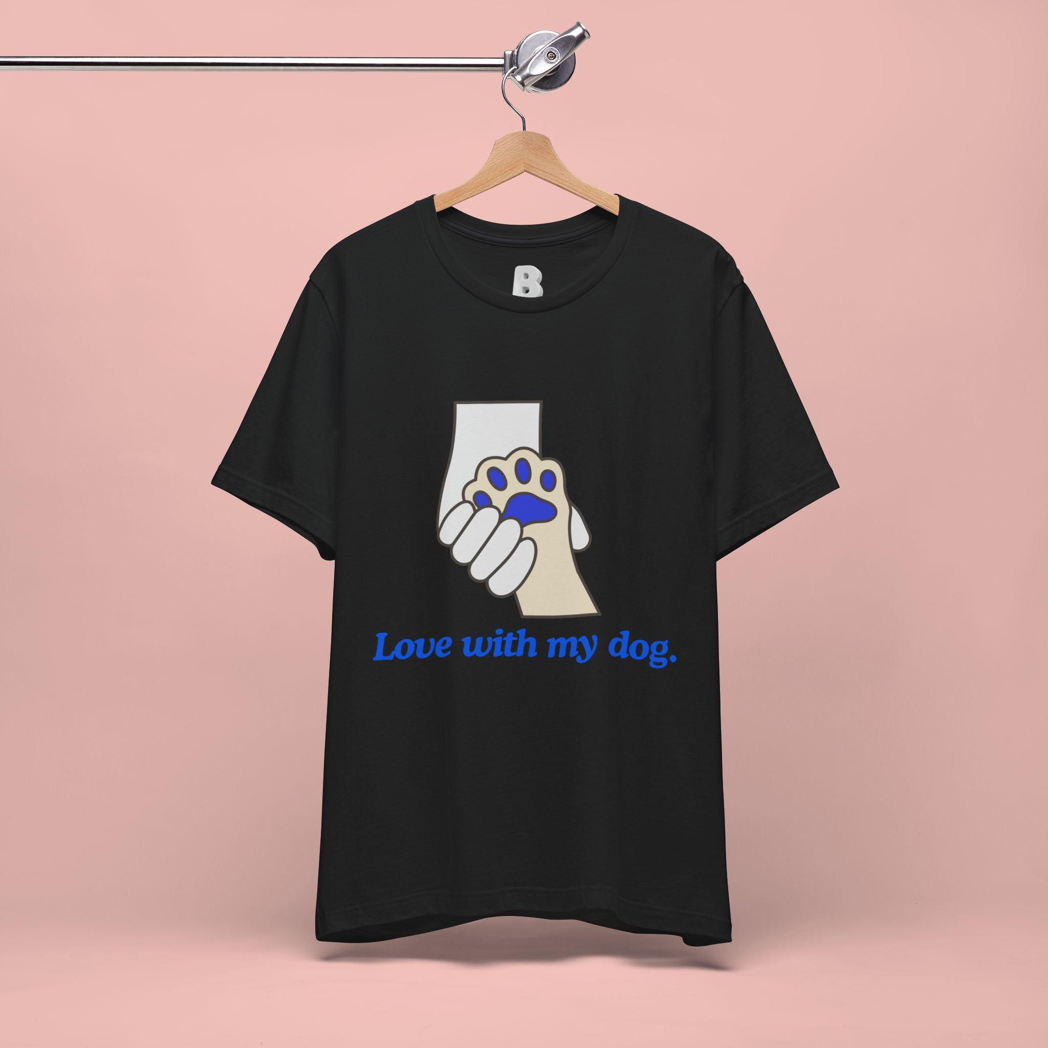 Dog Lover T-Shirt — "Love with my dog." Paw Print Graphic