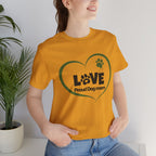 Dog Mom Love T-Shirt — "LOVE Proud Dog Mom" Heart Paw Tee