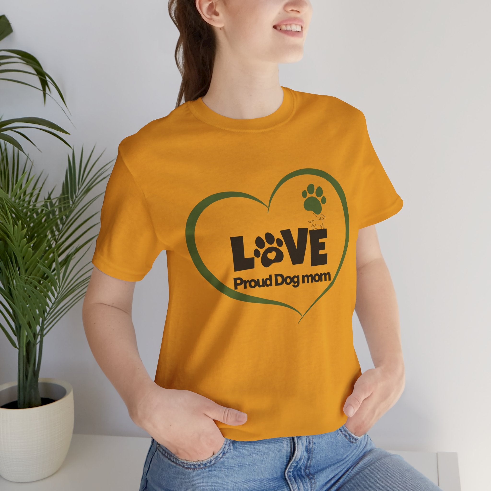 Dog Mom Love T-Shirt — "LOVE Proud Dog Mom" Heart Paw Tee