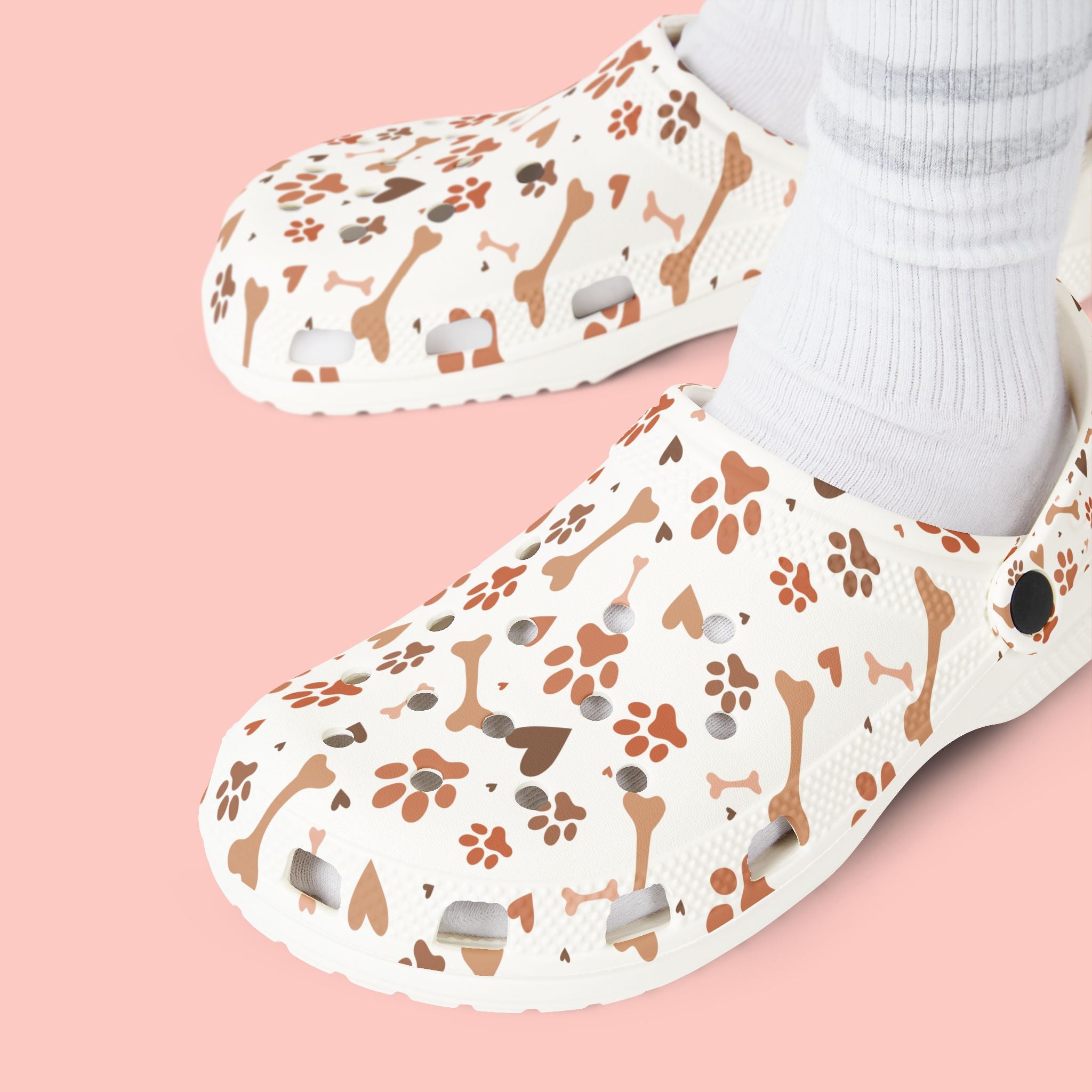 Paw Print EVA Foam Clogs — Cute Dog Bone & Paw Slip-On Shoes