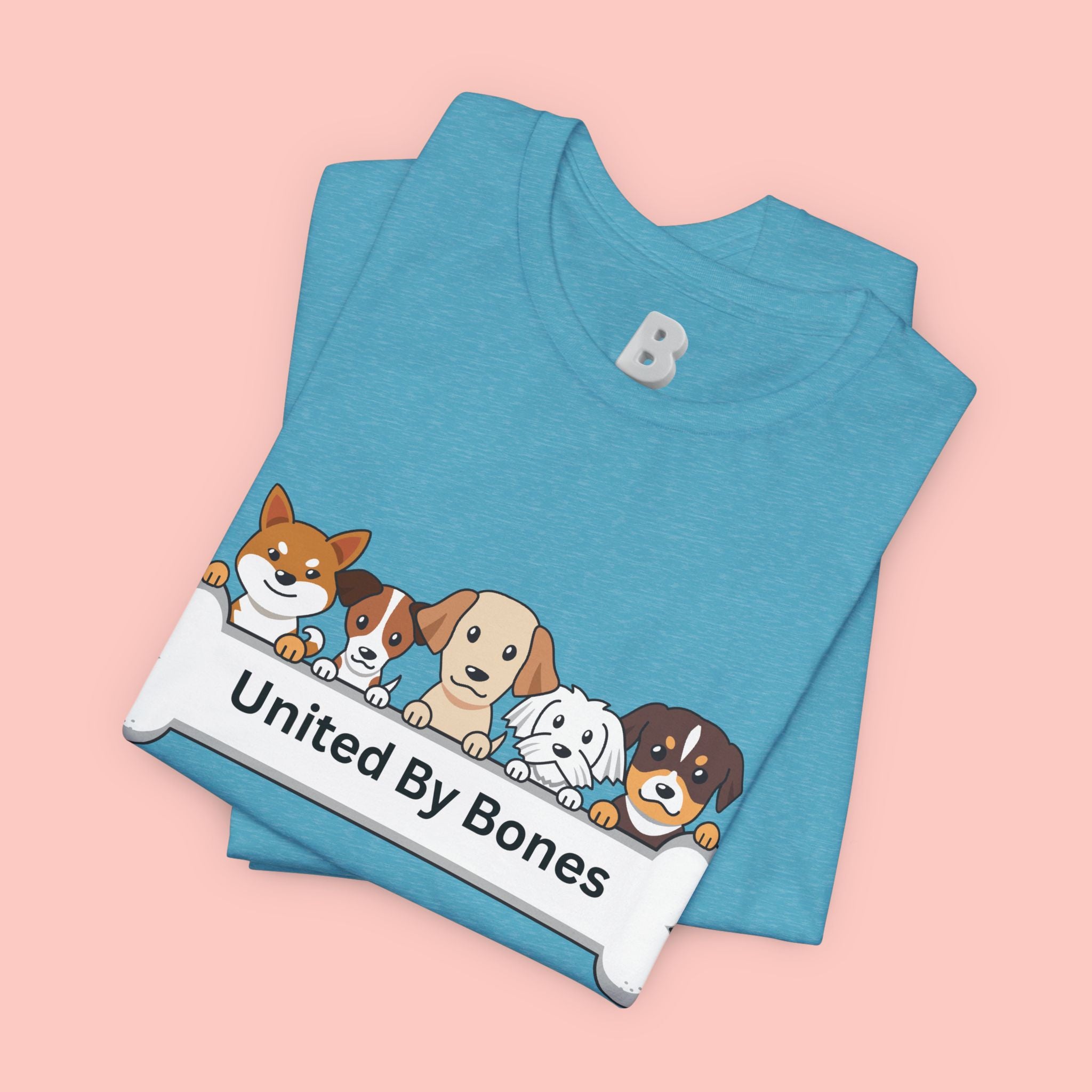 Dog Lover T‑Shirt — "United By Bones" Cute Cartoon Dogs Tee