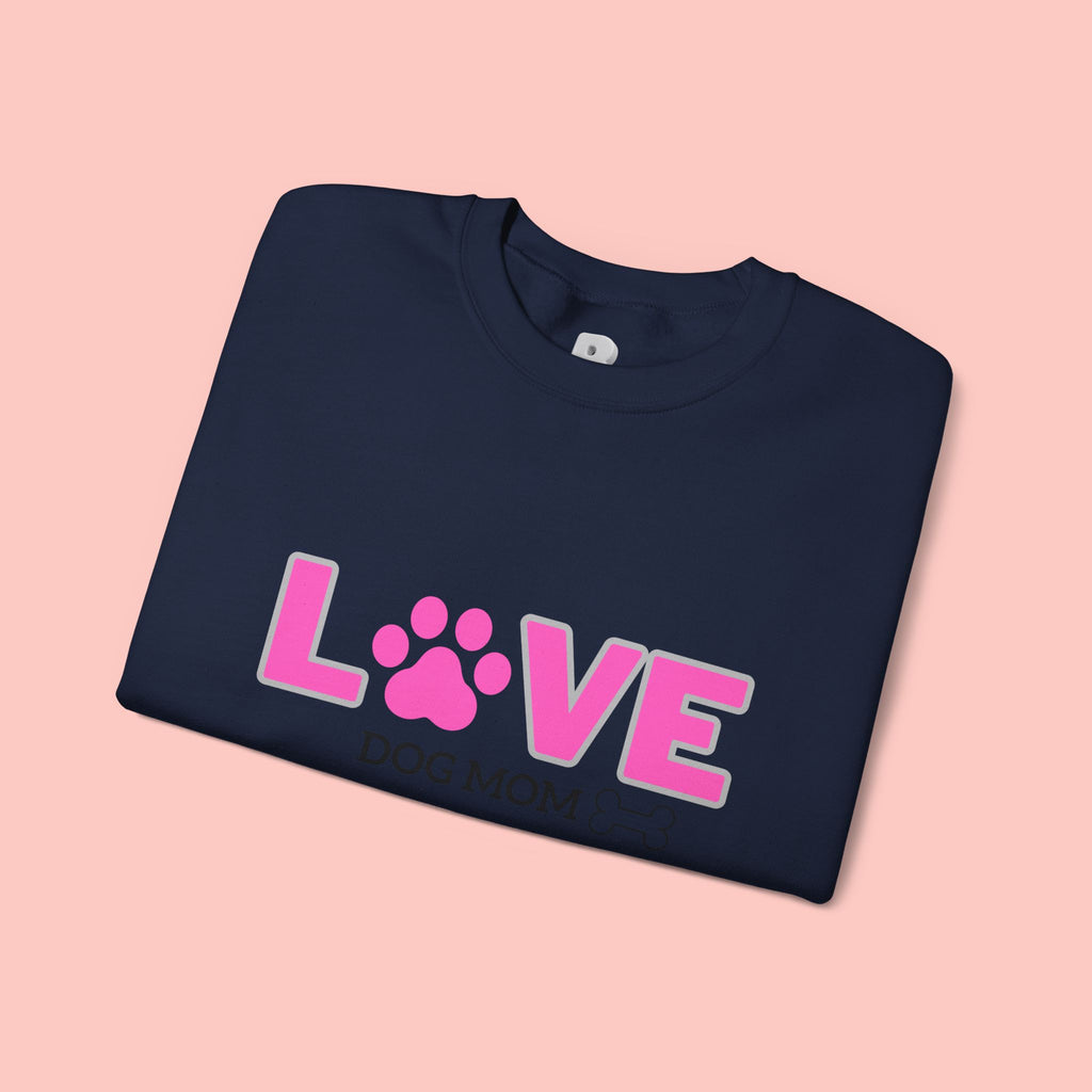Dog Mom Love Crewneck Sweatshirt — Pink Paw Graphic