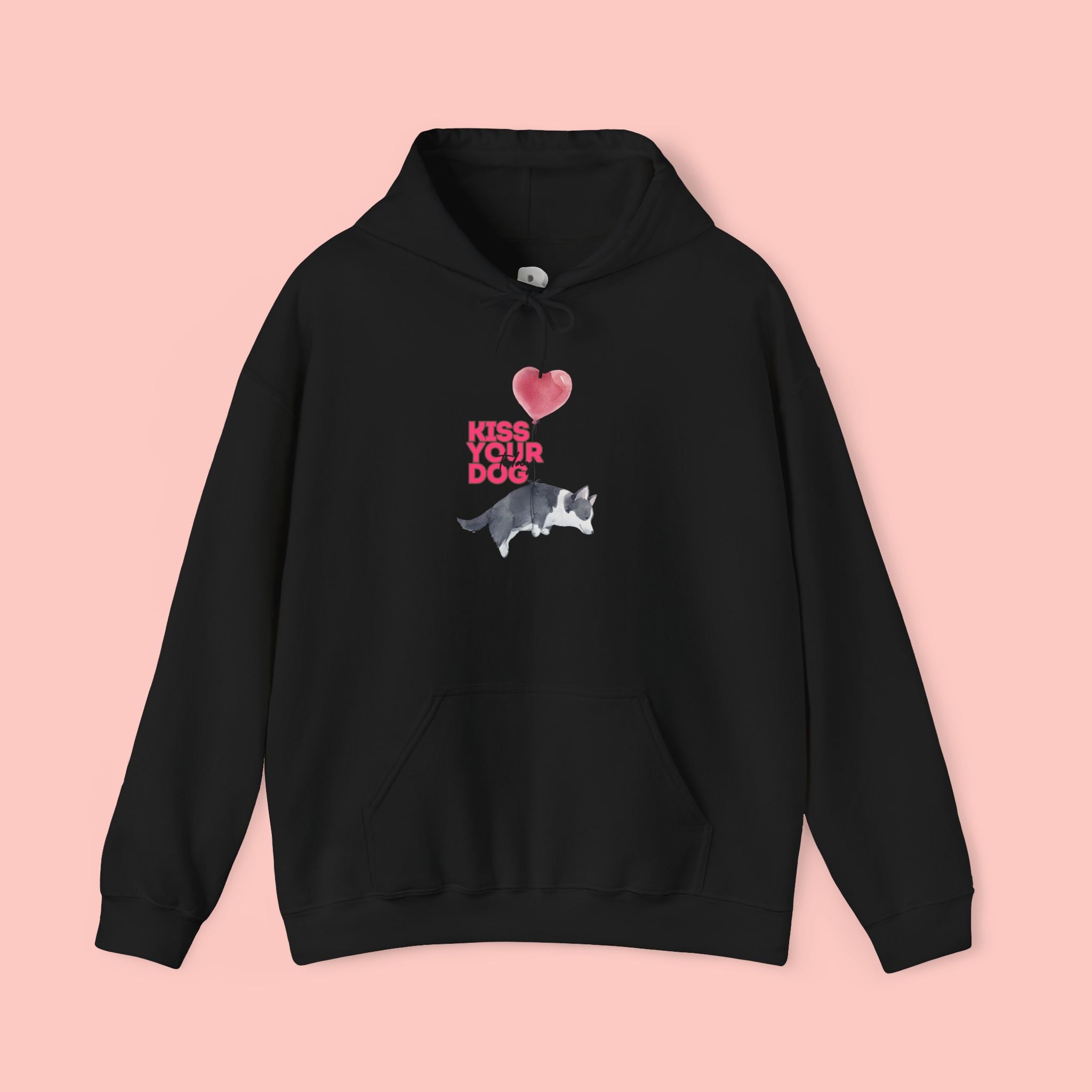 Kiss Your Dog Hoodie — Cute Heart & Dog Graphic Pullover