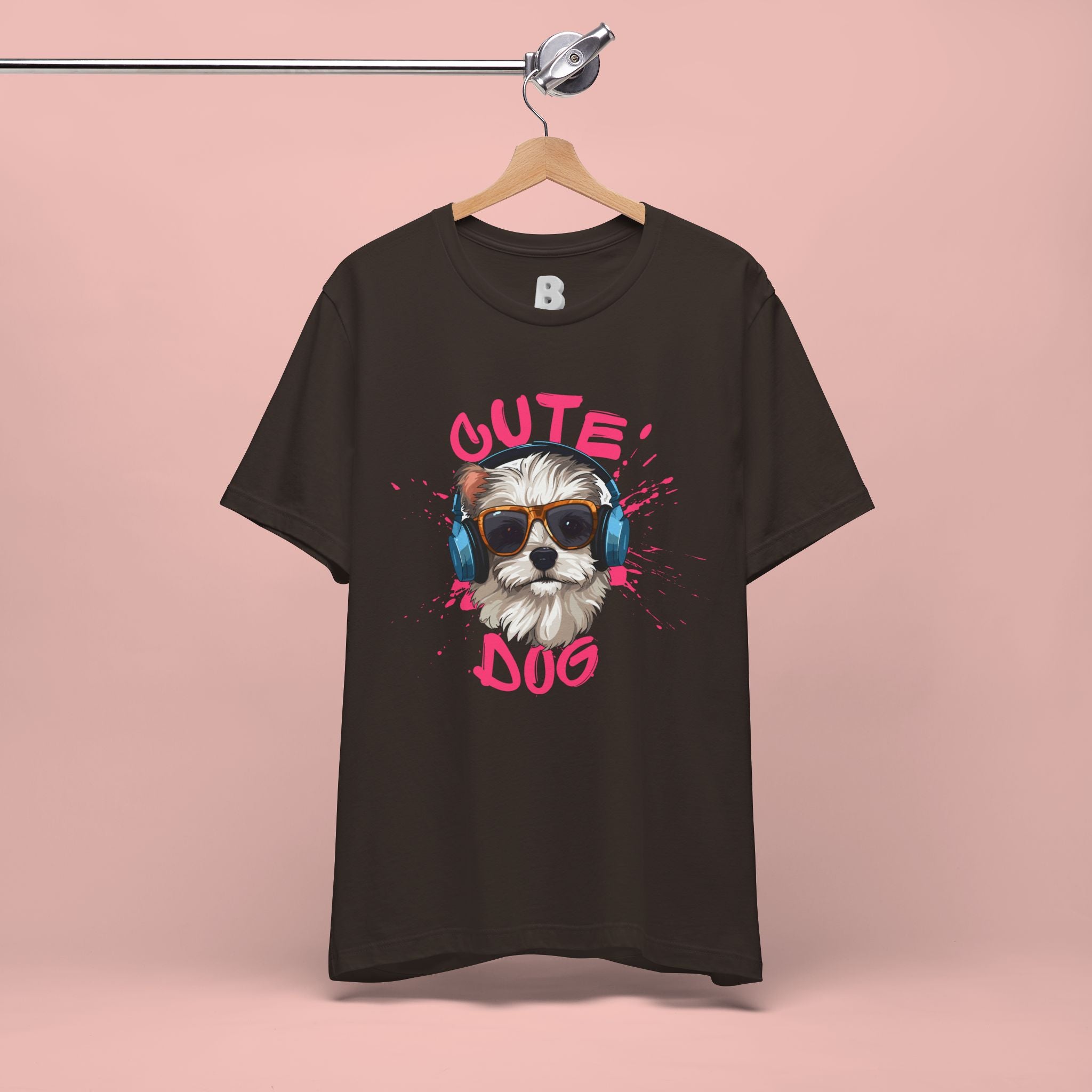 Cute Dog Tee — Headphones Puppy Graphic T-Shirt