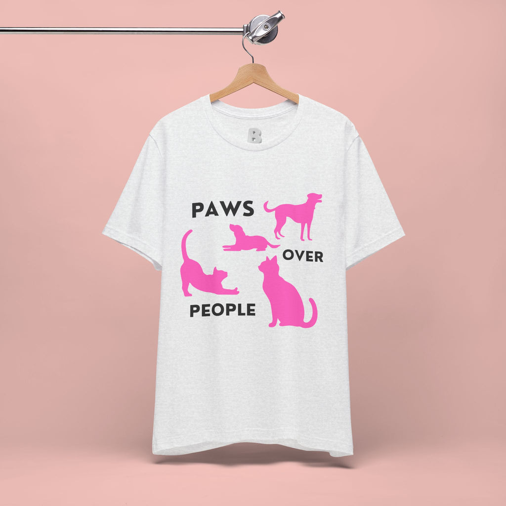 Paws Over People Tee — Pink Cats & Dogs Graphic T-Shirt