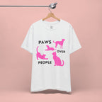 Paws Over People Tee — Pink Cats & Dogs Graphic T-Shirt