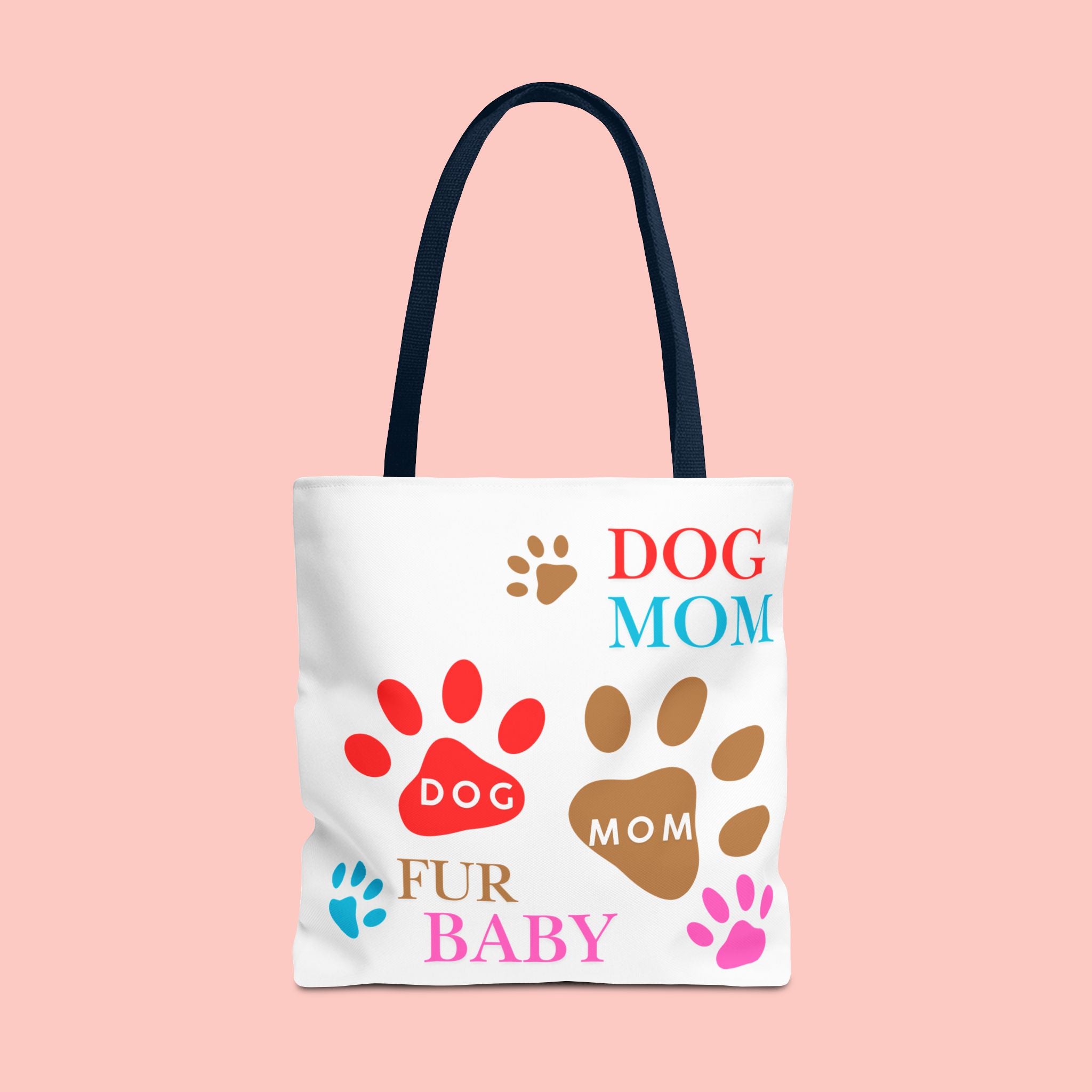 Dog Mom Tote Bag – "Fur Baby" Paw Print AOP Tote