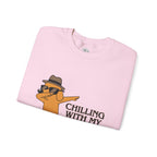 Chilling With My Chind Crewneck Sweatshirt — Funny Dab Dog Graphic Sweatshirt