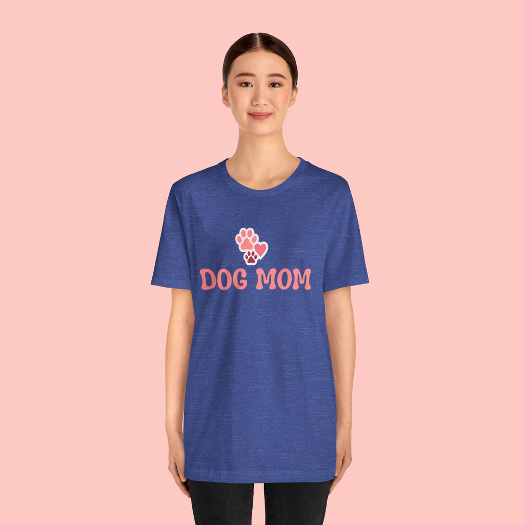 Dog Mom T-Shirt — Pink Paw Graphic Tee for Dog Lovers