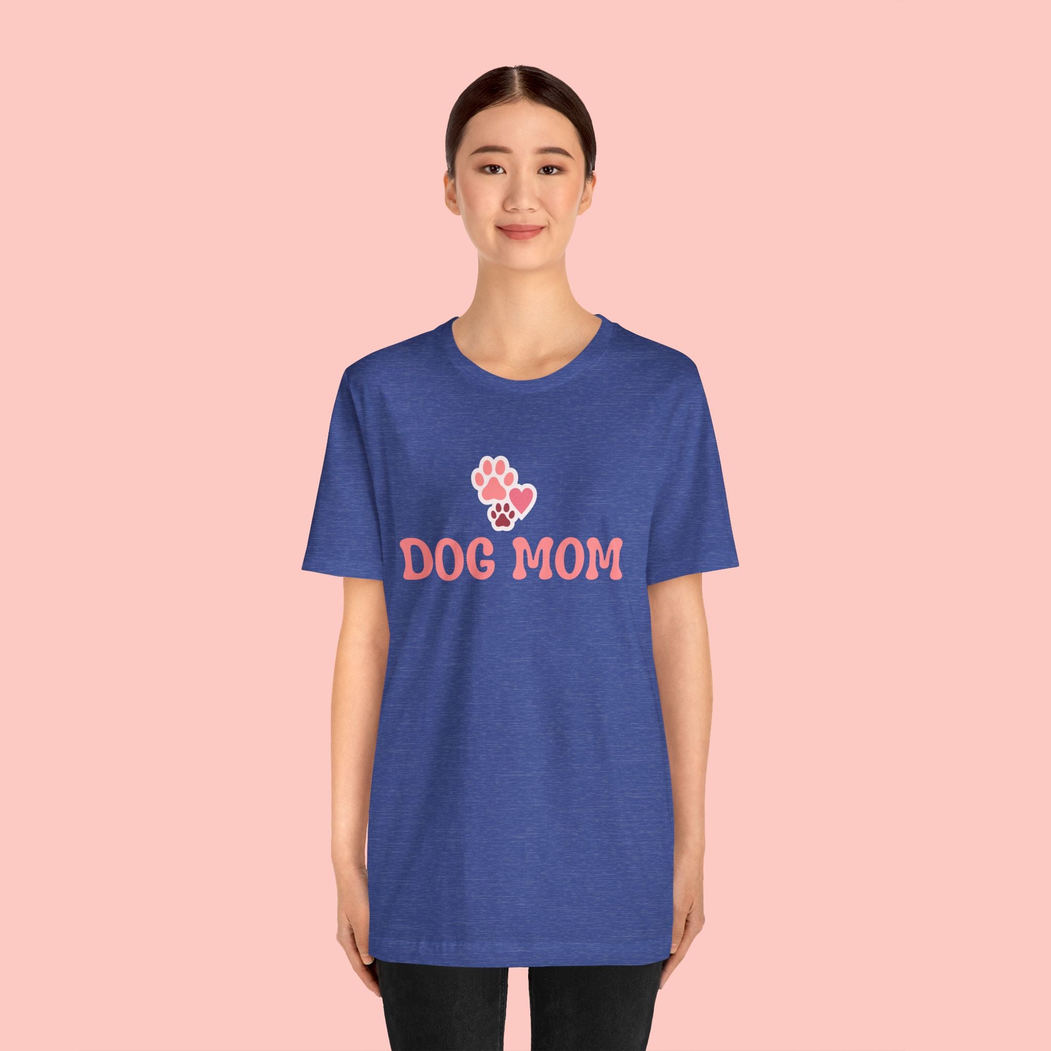 Dog Mom T-Shirt — Pink Paw Graphic Tee for Dog Lovers