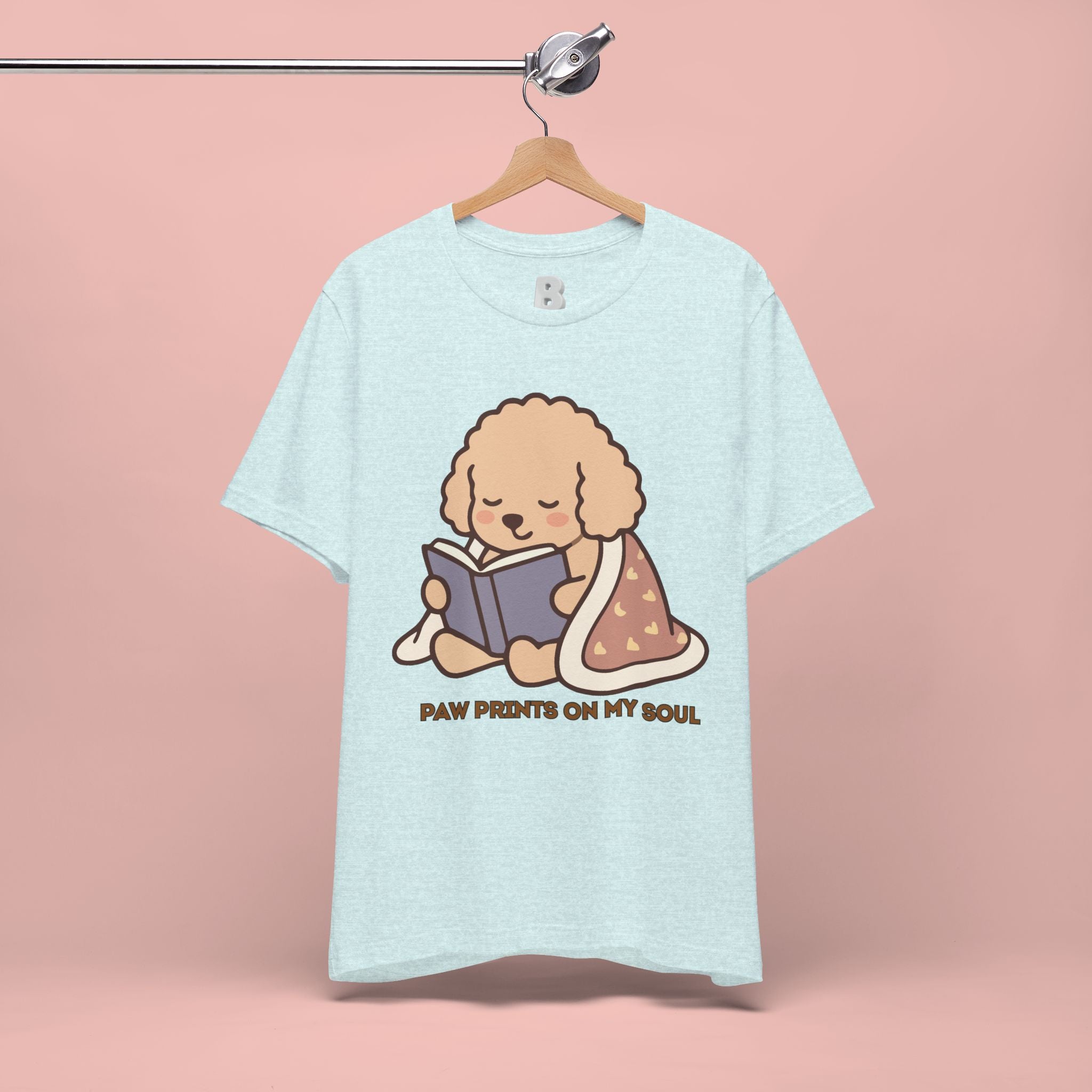 Paw Prints On My Soul T‑Shirt — Cute Reading Puppy Graphic Tee