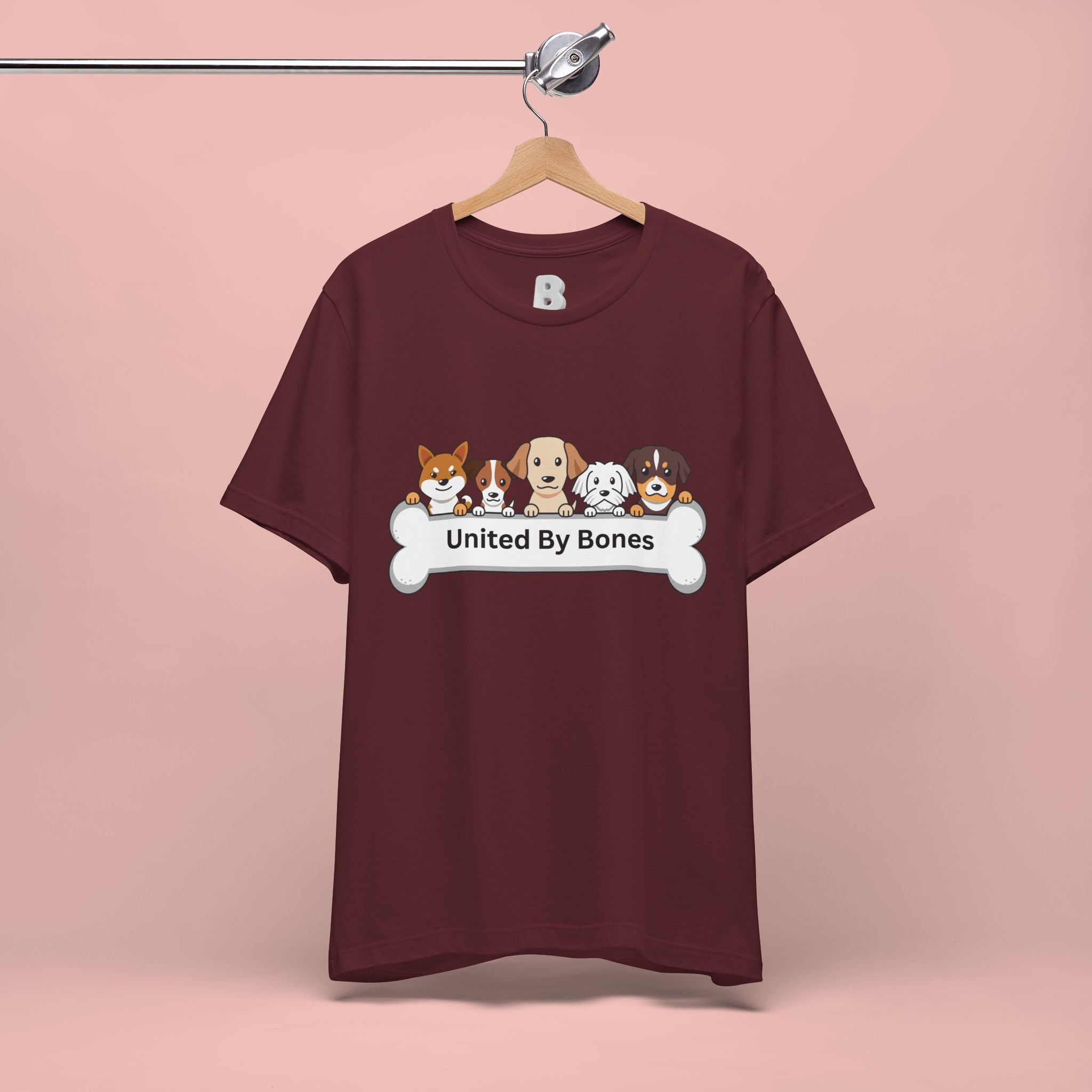 Dog Lover T‑Shirt — "United By Bones" Cute Cartoon Dogs Tee