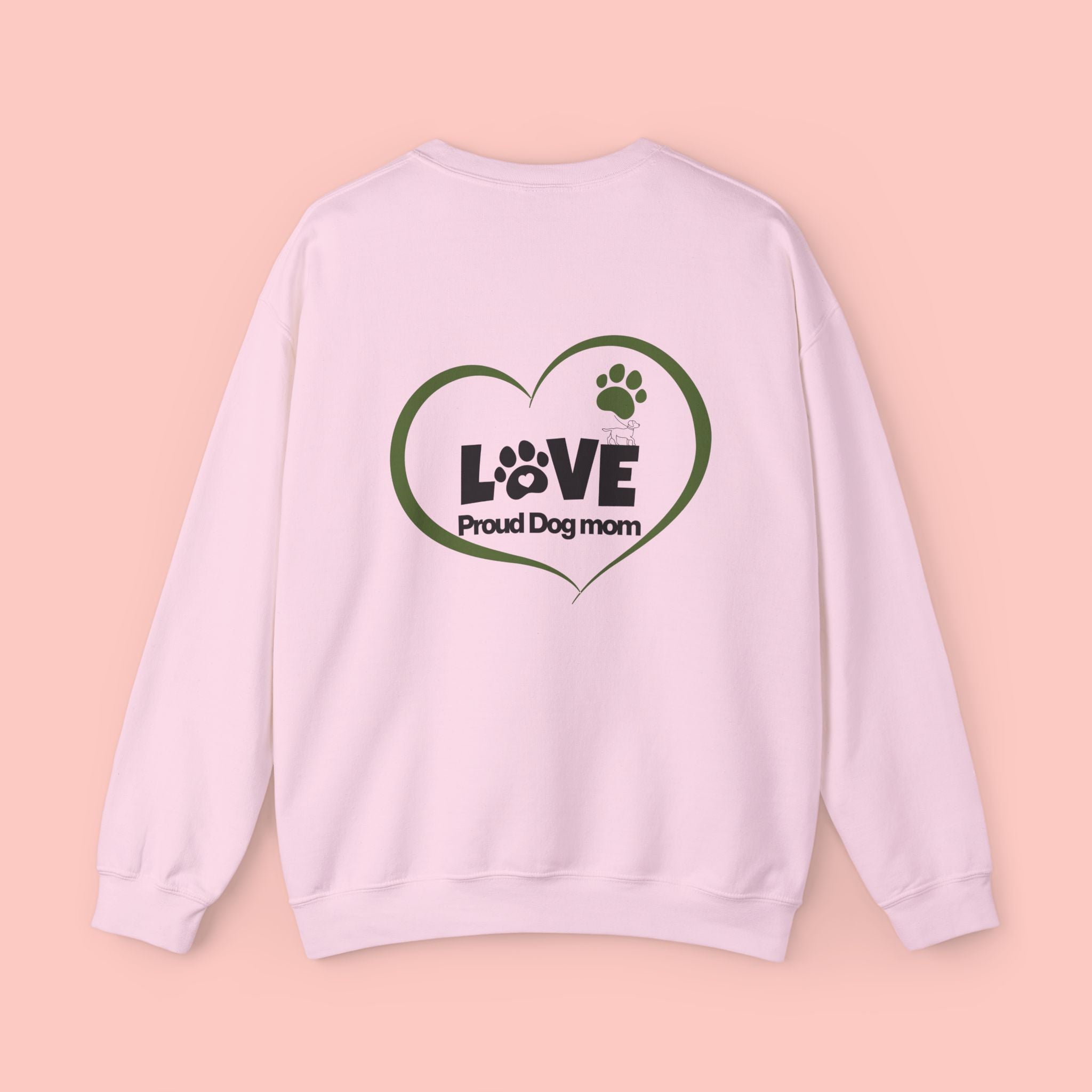Dog Mom Sweatshirt – "LOVE" Paw Heart Crewneck
