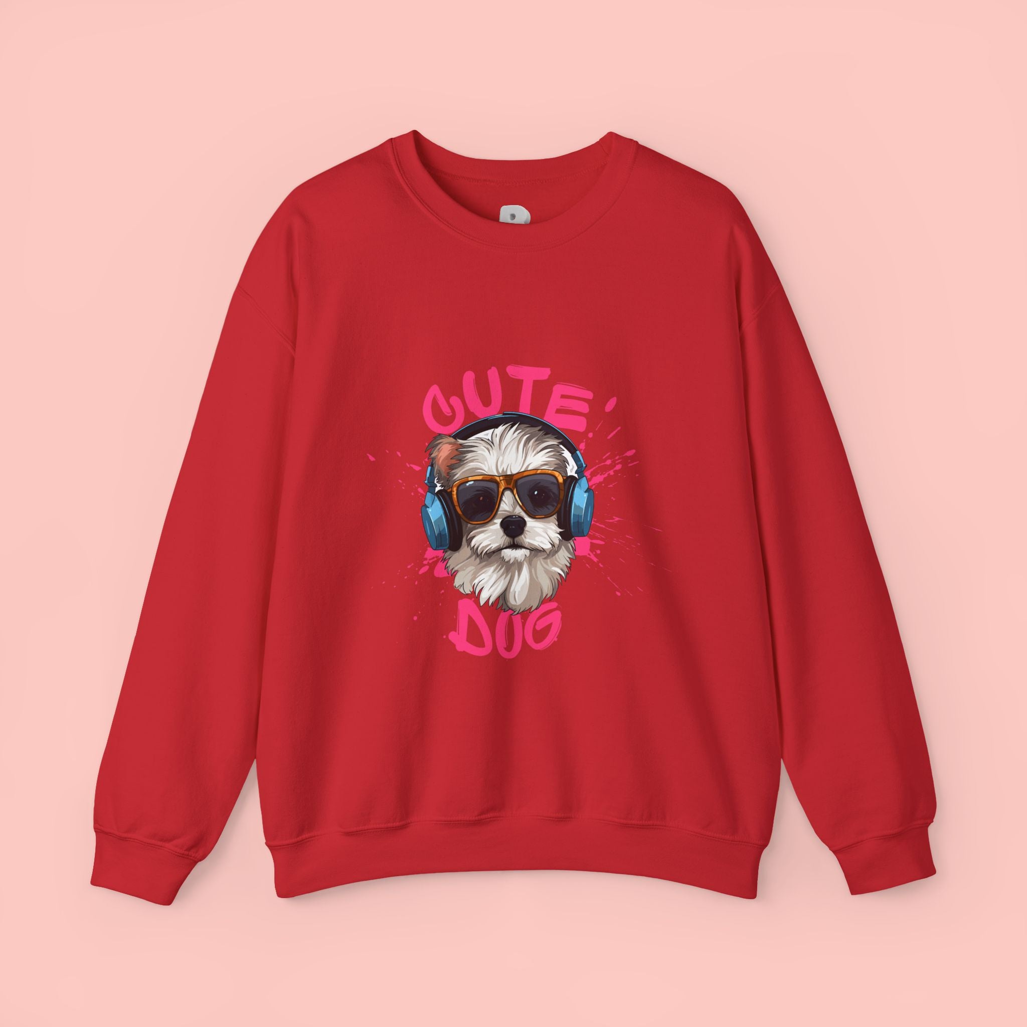 Cute Dog Sweatshirt — Cool Pup with Headphones Graphic Crewneck