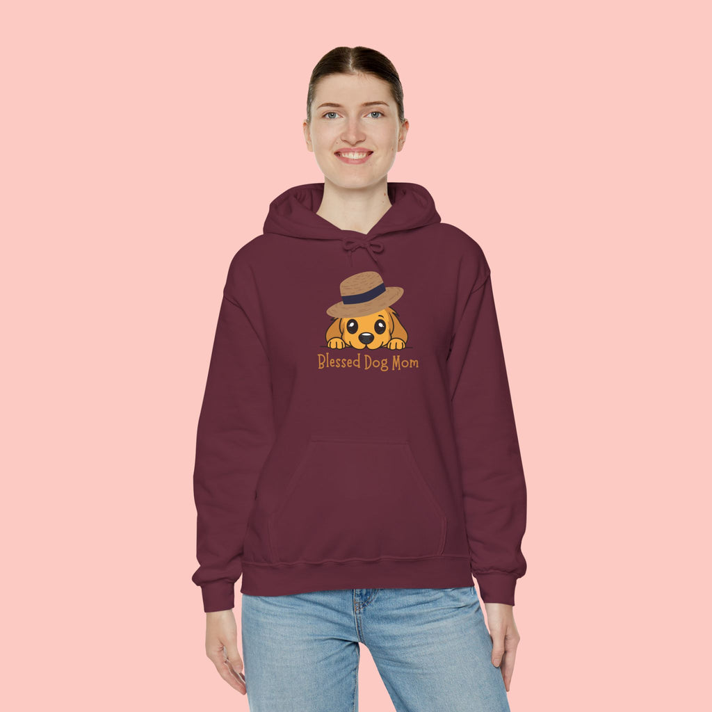 Dog Mom Hoodie - "Blessed Dog Mom" Cute Puppy Hat Sweatshirt