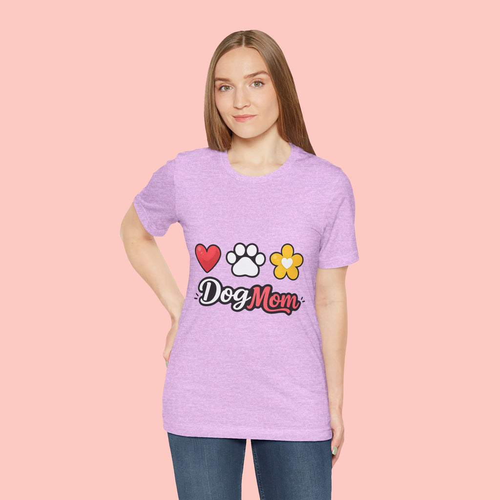 Dog Mom T-Shirt – Heart, Paw & Flower Graphic Tee