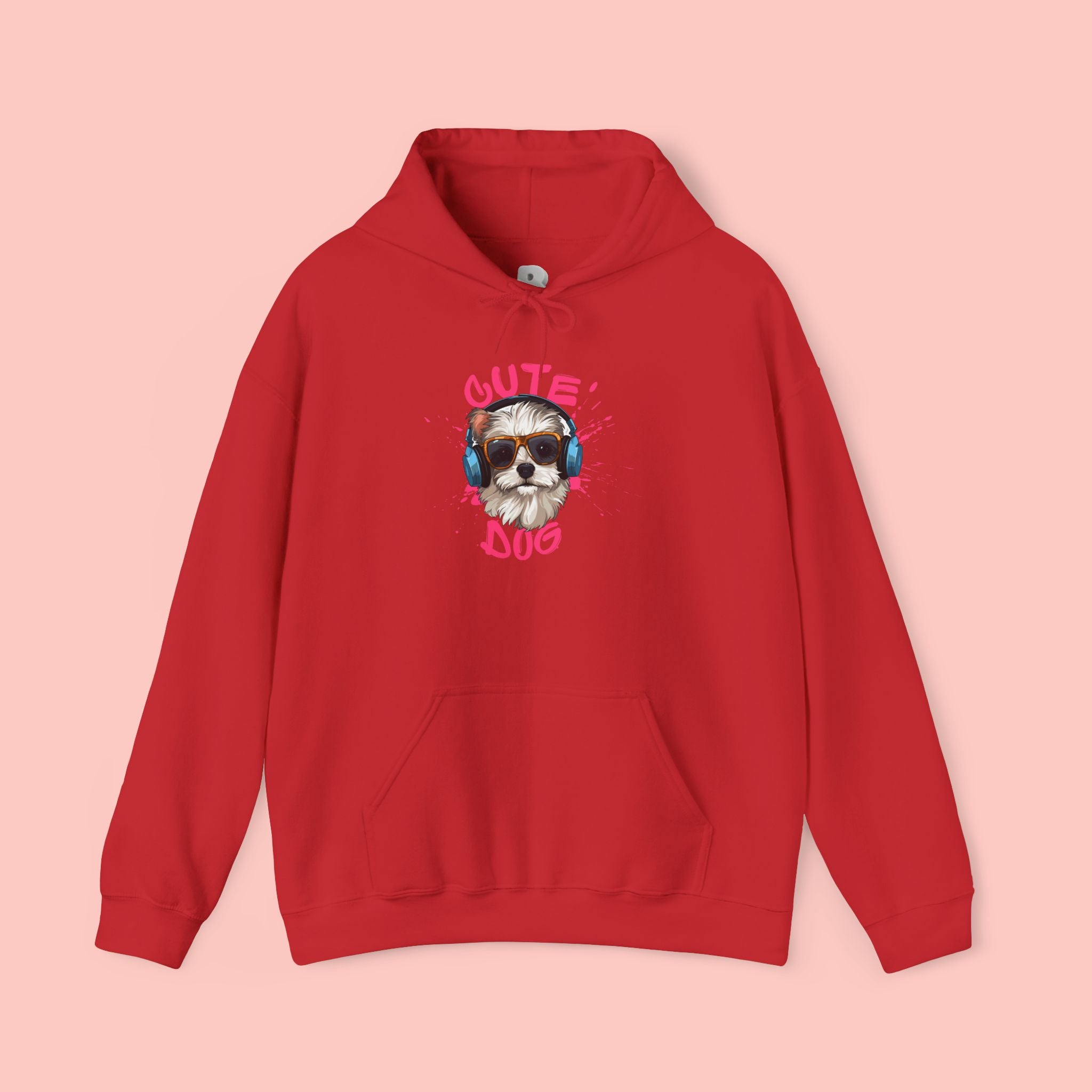 Cute Dog Hoodie with Headphones – 'Cute Dog' Graphic Pet Lover Sweatshirt