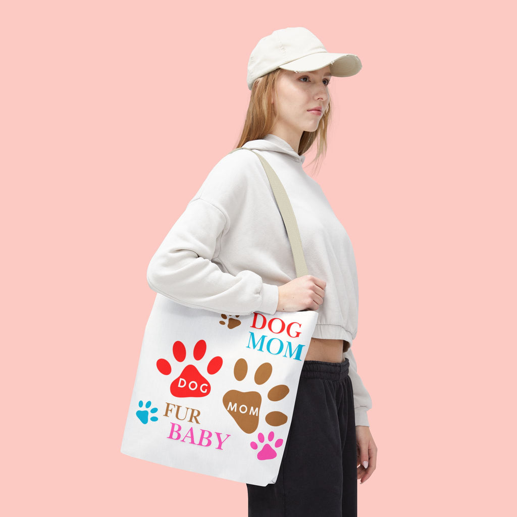 Dog Mom Tote Bag – "Fur Baby" Paw Print AOP Tote