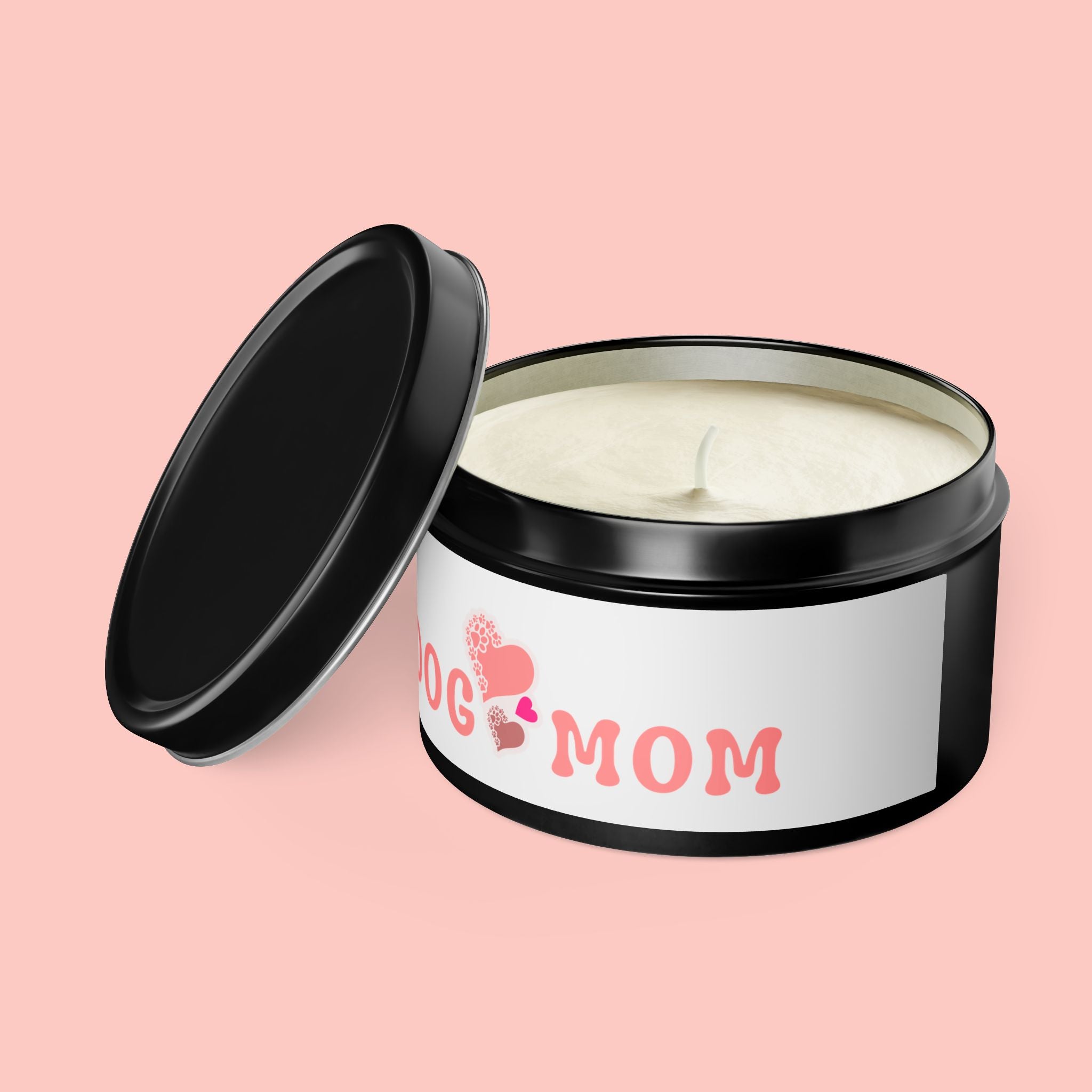 Dog Mom Tin Candle — Heart Paw Scented Travel Candle (Perfect Gift for Dog Lovers)
