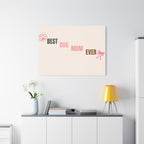 Best Dog Mom Ever Canvas Wall Art — Pink Paw & Bow Matte Stretched Canvas